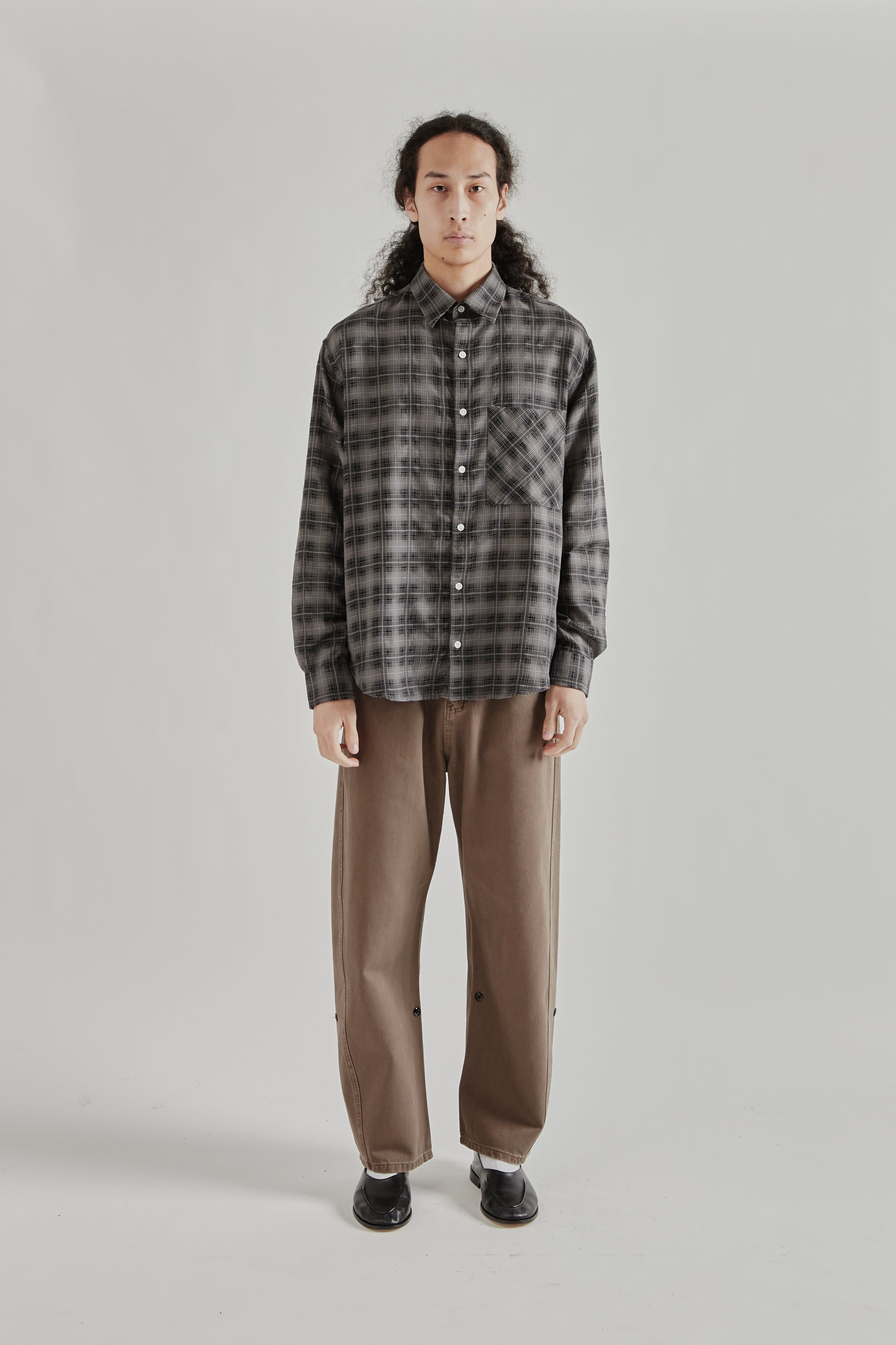 Fairly Normal SS26 Oversized Merino Shirt Plaid Black1275