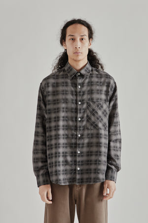 Fairly Normal SS26 Oversized Merino Shirt Plaid Black1276
