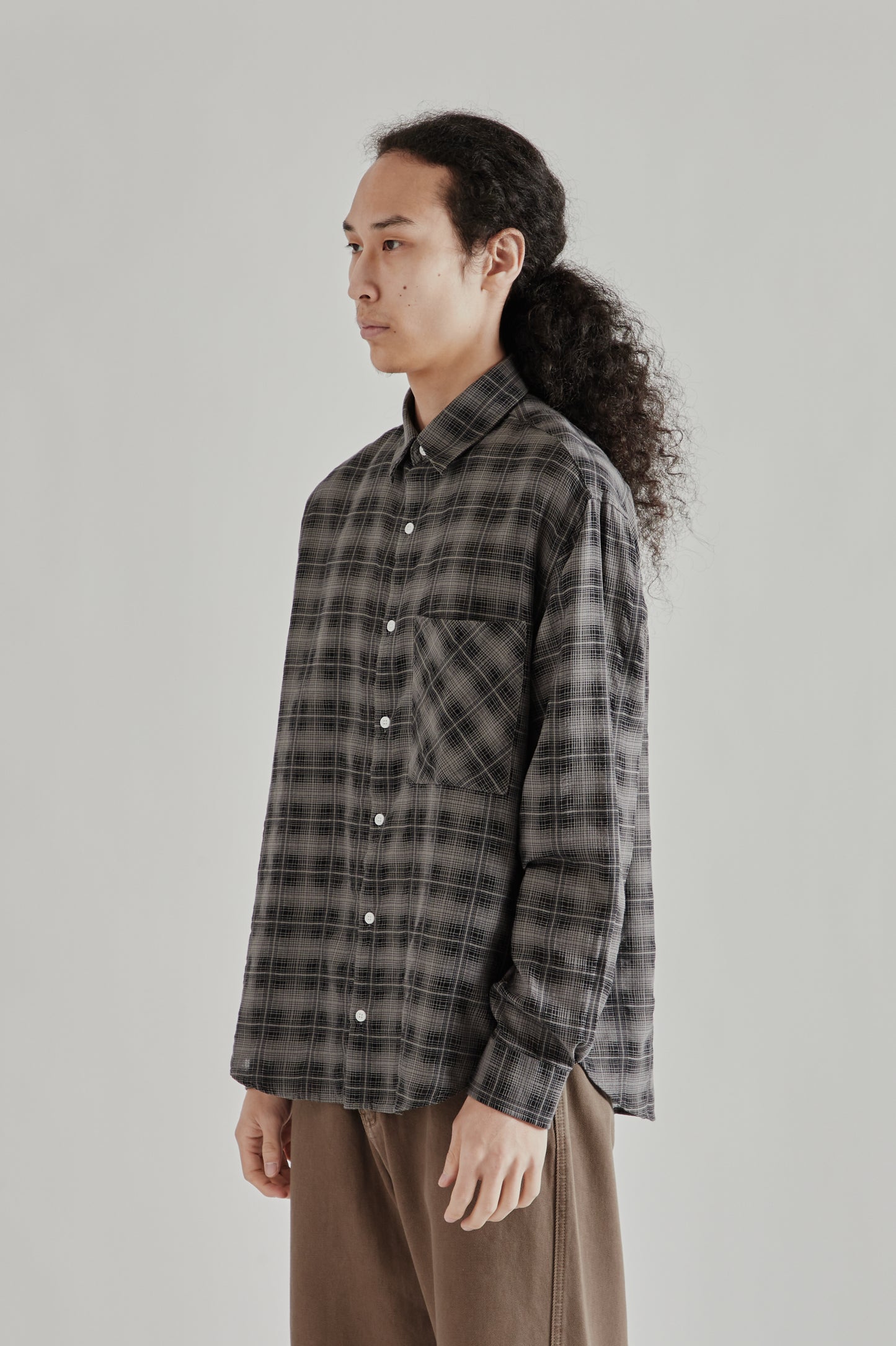 Fairly Normal SS26 Oversized Merino Shirt Plaid Black1278