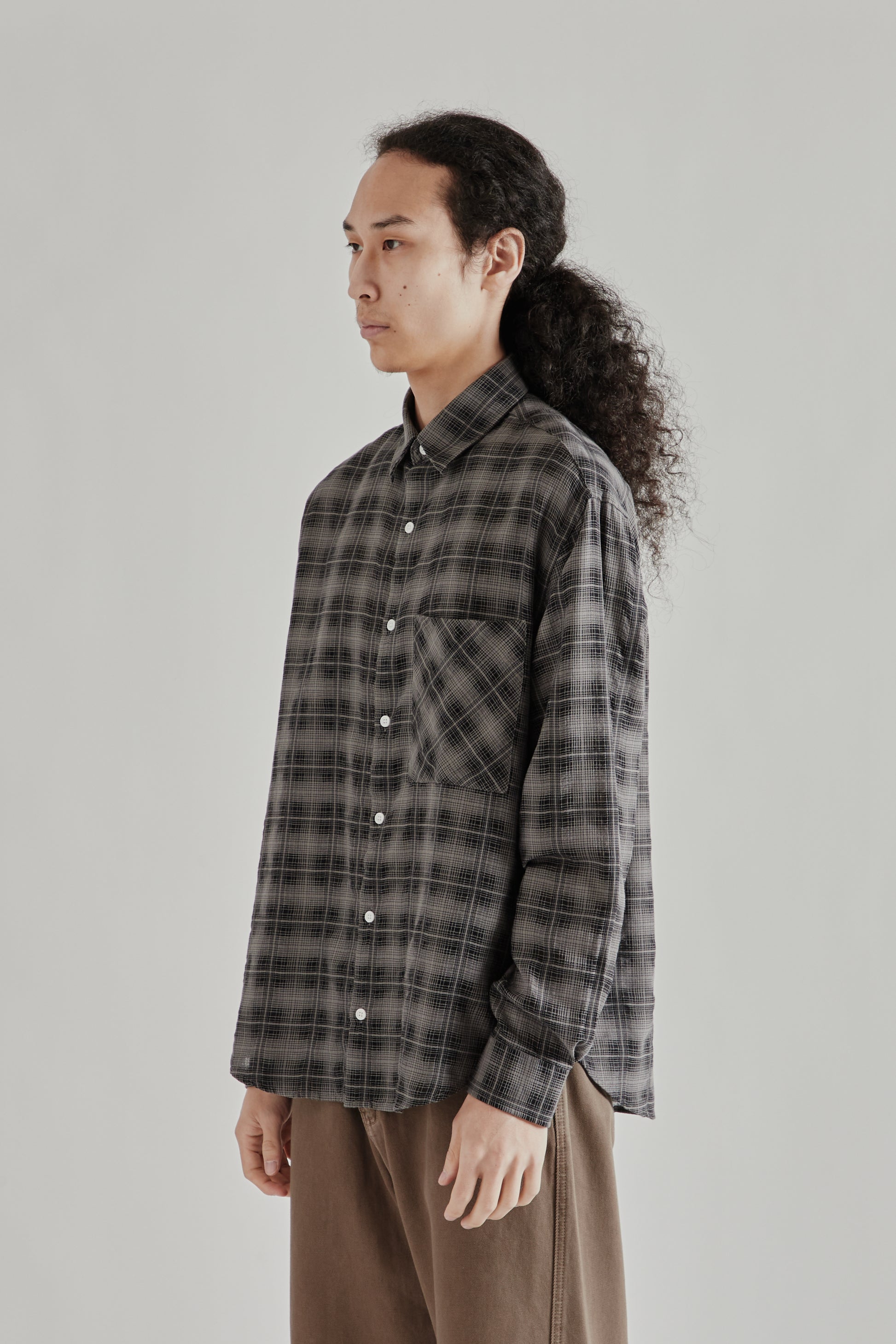 Fairly Normal SS26 Oversized Merino Shirt Plaid Black1278