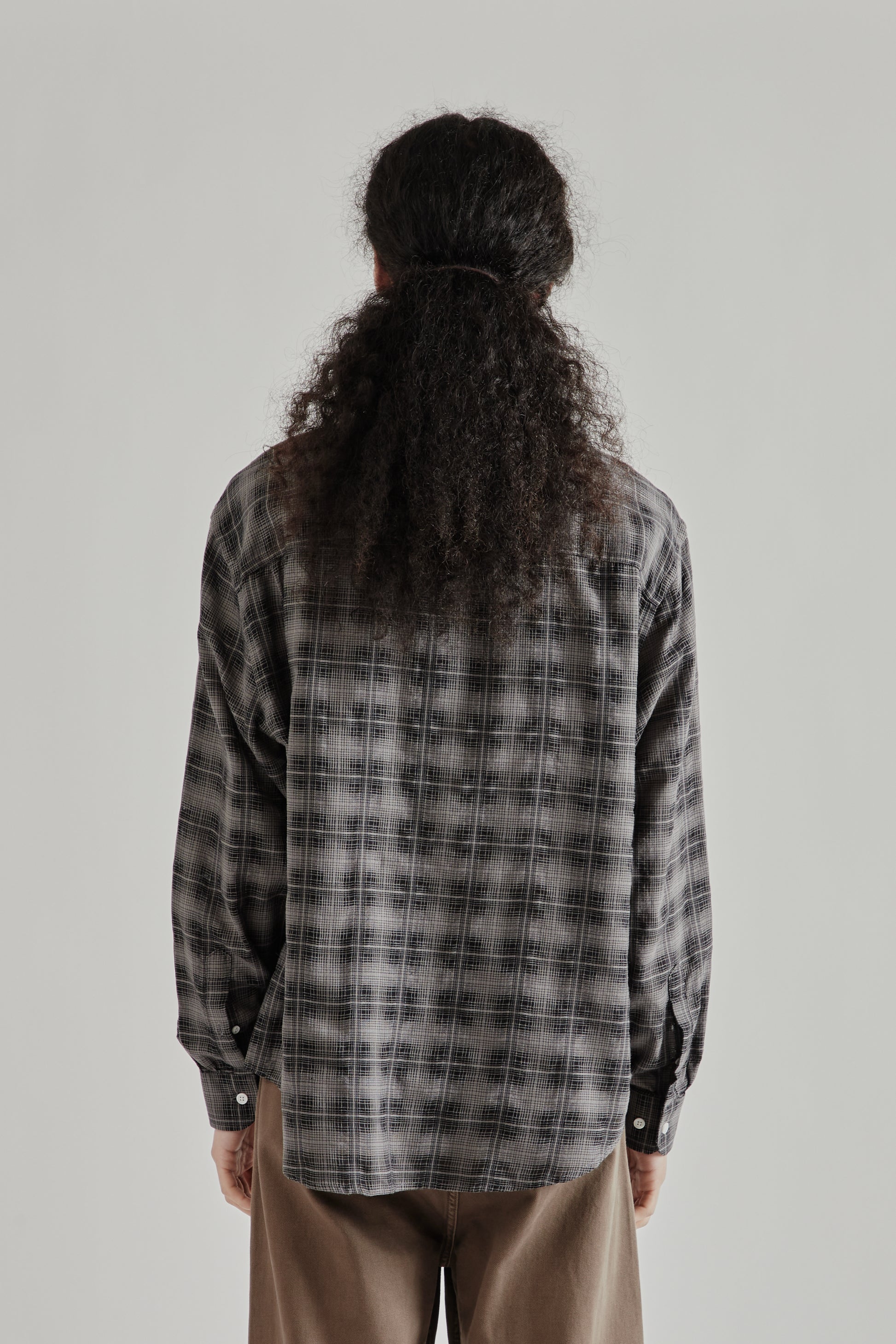 Fairly Normal SS26 Oversized Merino Shirt Plaid Black1285