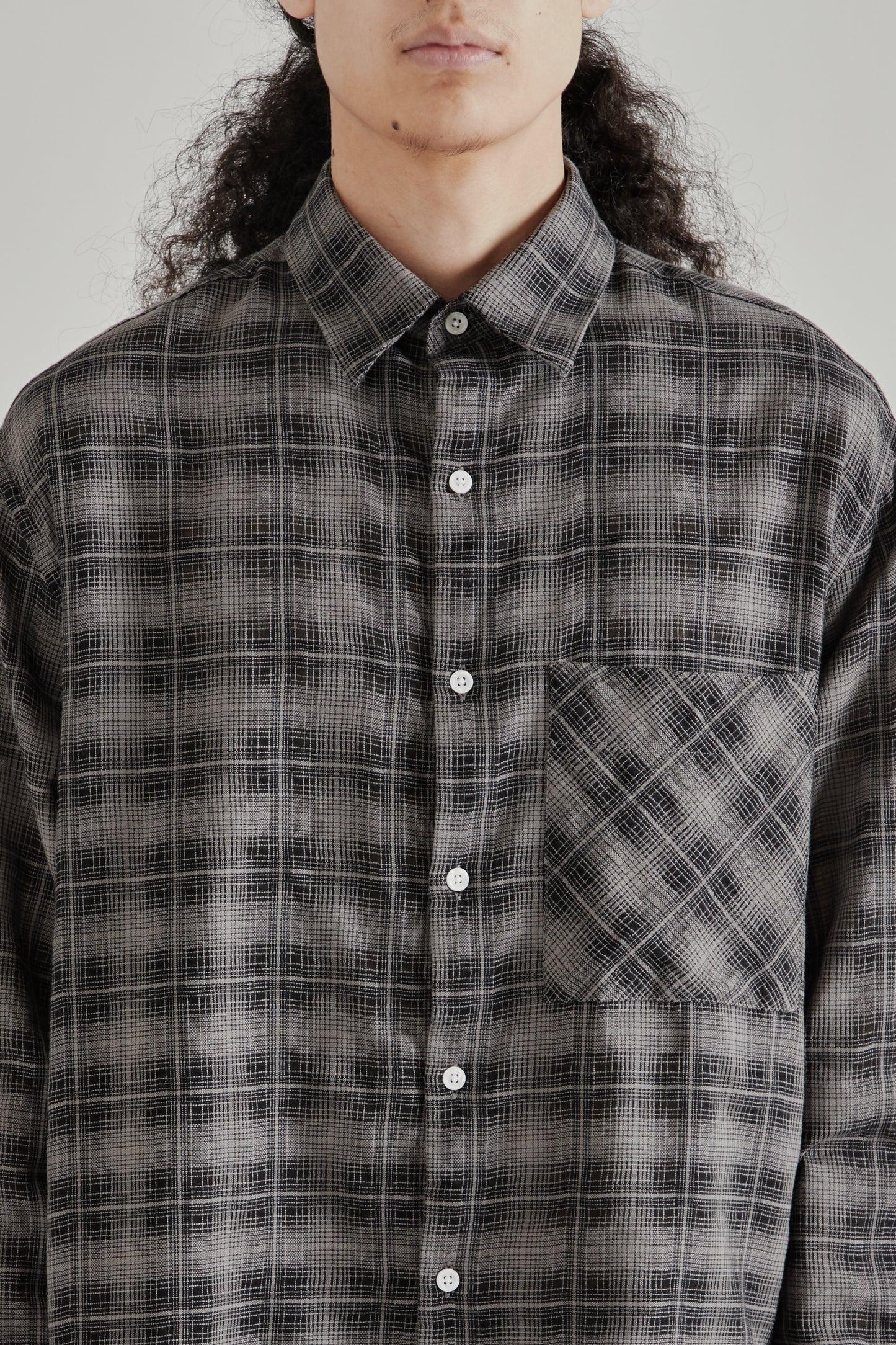 Fairly Normal SS26 Oversized Merino Shirt Plaid Black1287
