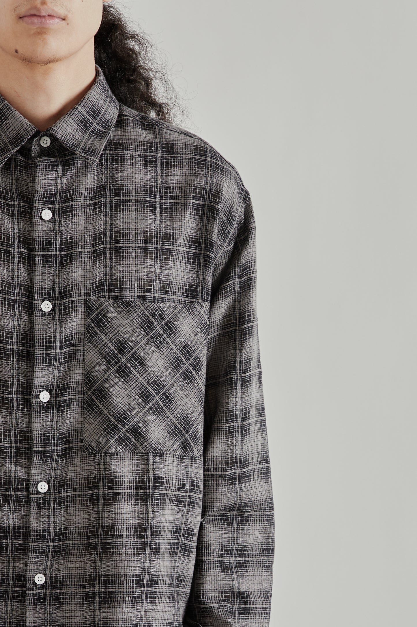 Fairly Normal SS26 Oversized Merino Shirt Plaid Black1288