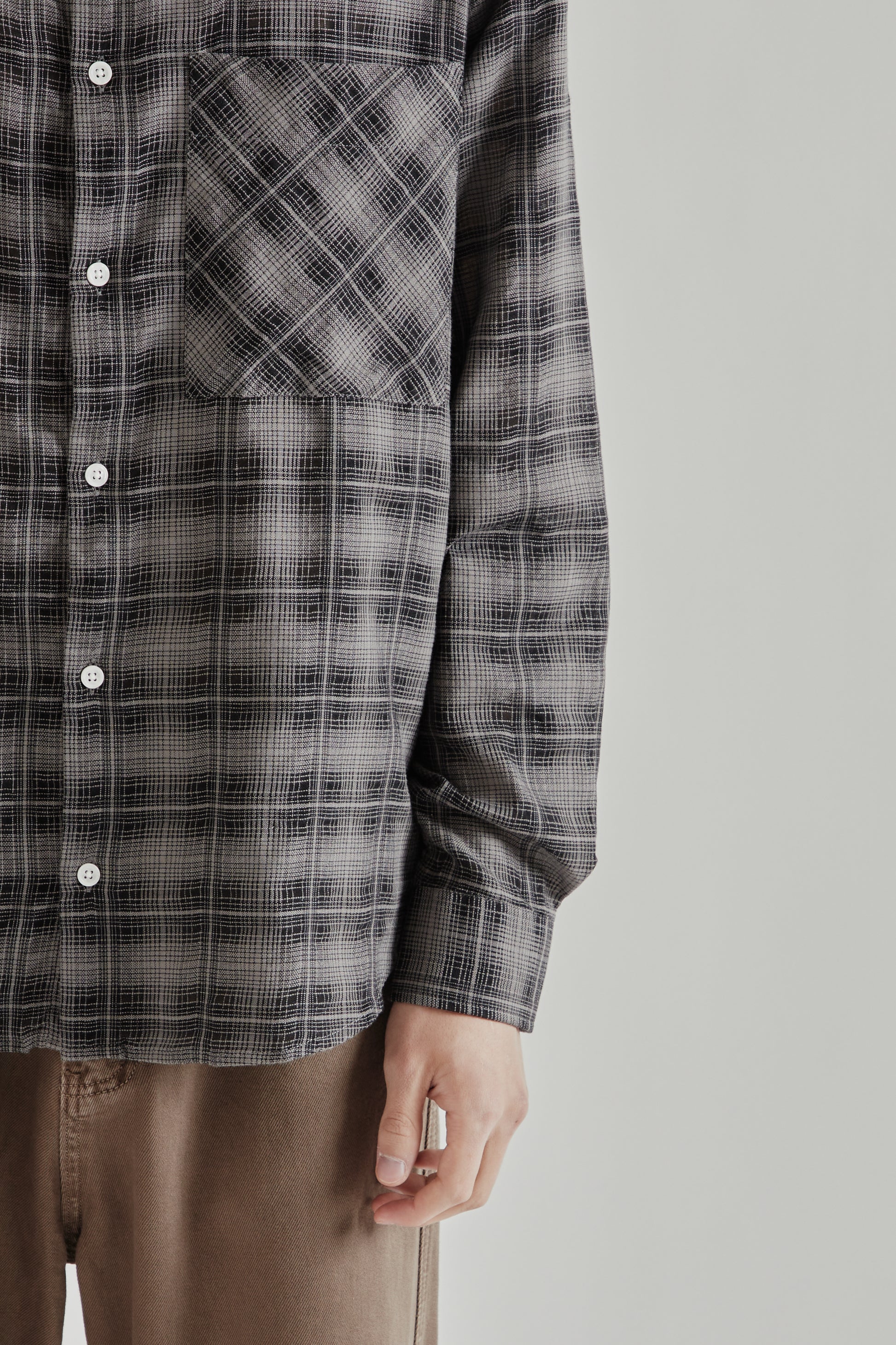 Fairly Normal SS26 Oversized Merino Shirt Plaid Black1289