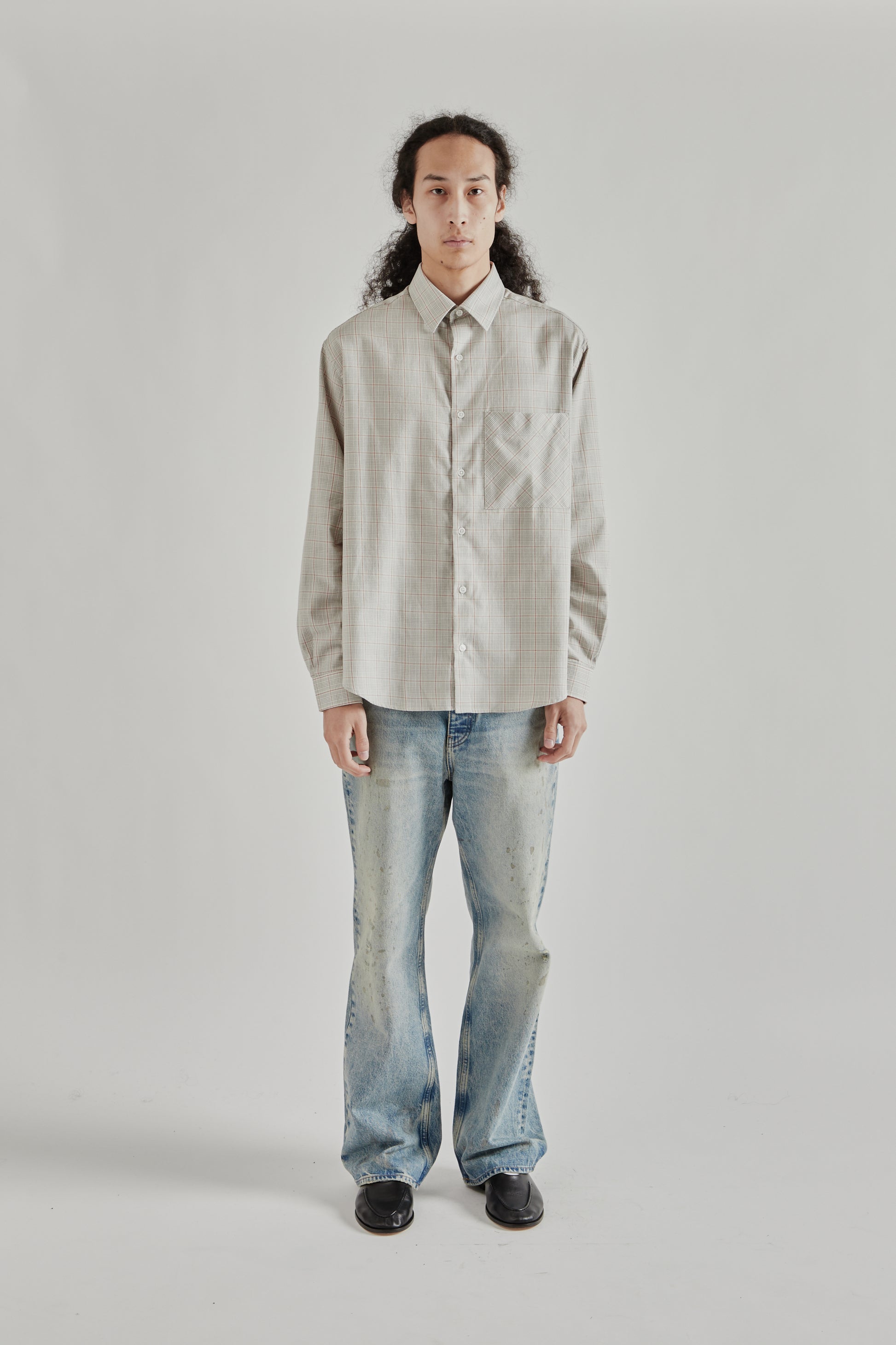 Fairly Normal SS26 Oversized Merino Shirt Plaid Red1253