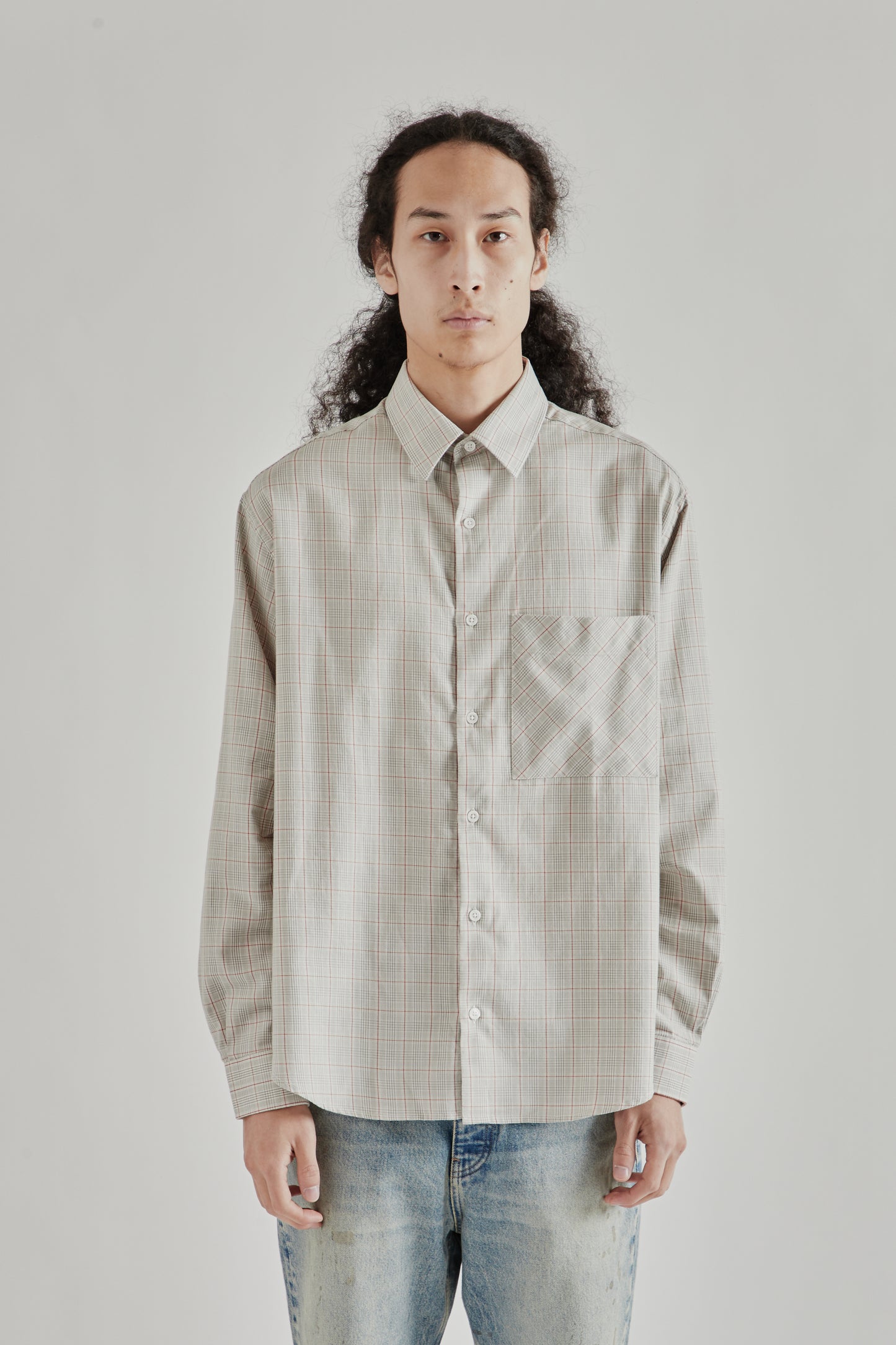 Fairly Normal SS26 Oversized Merino Shirt Plaid Red1255