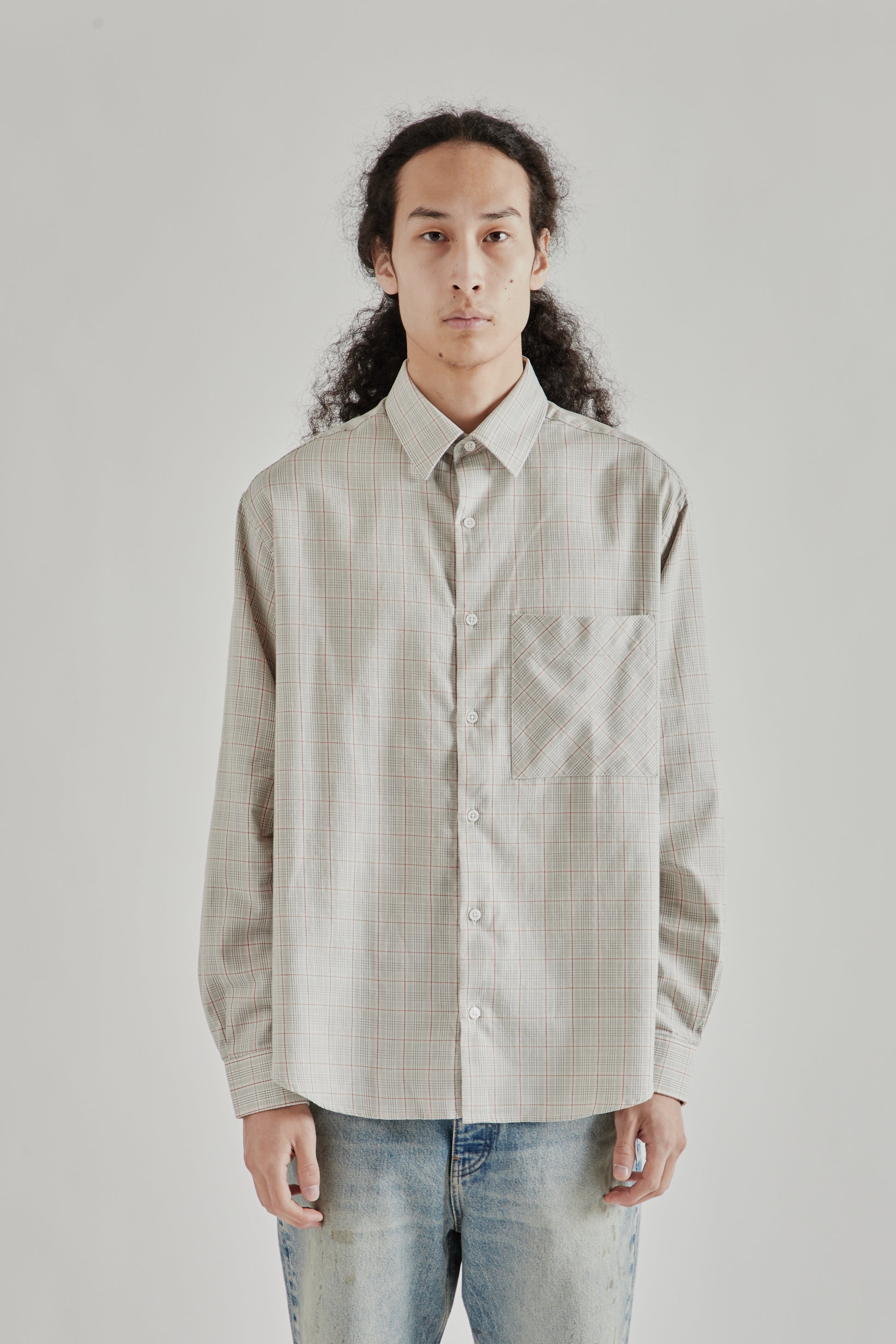 Fairly Normal SS26 Oversized Merino Shirt Plaid Red1255
