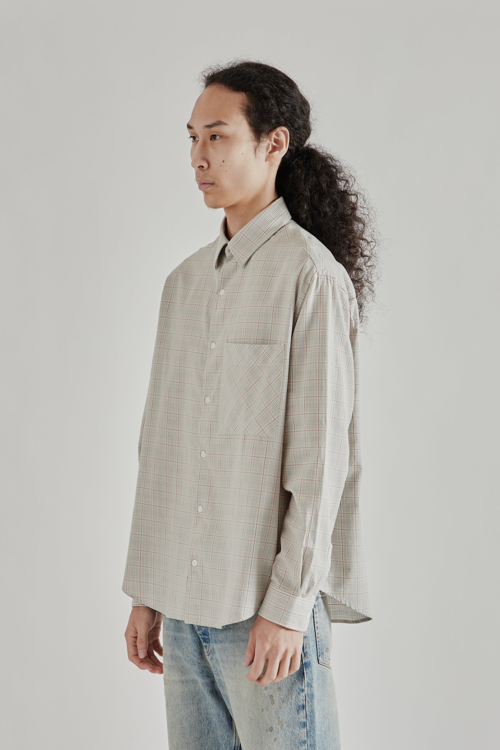 Fairly Normal SS26 Oversized Merino Shirt Plaid Red1257