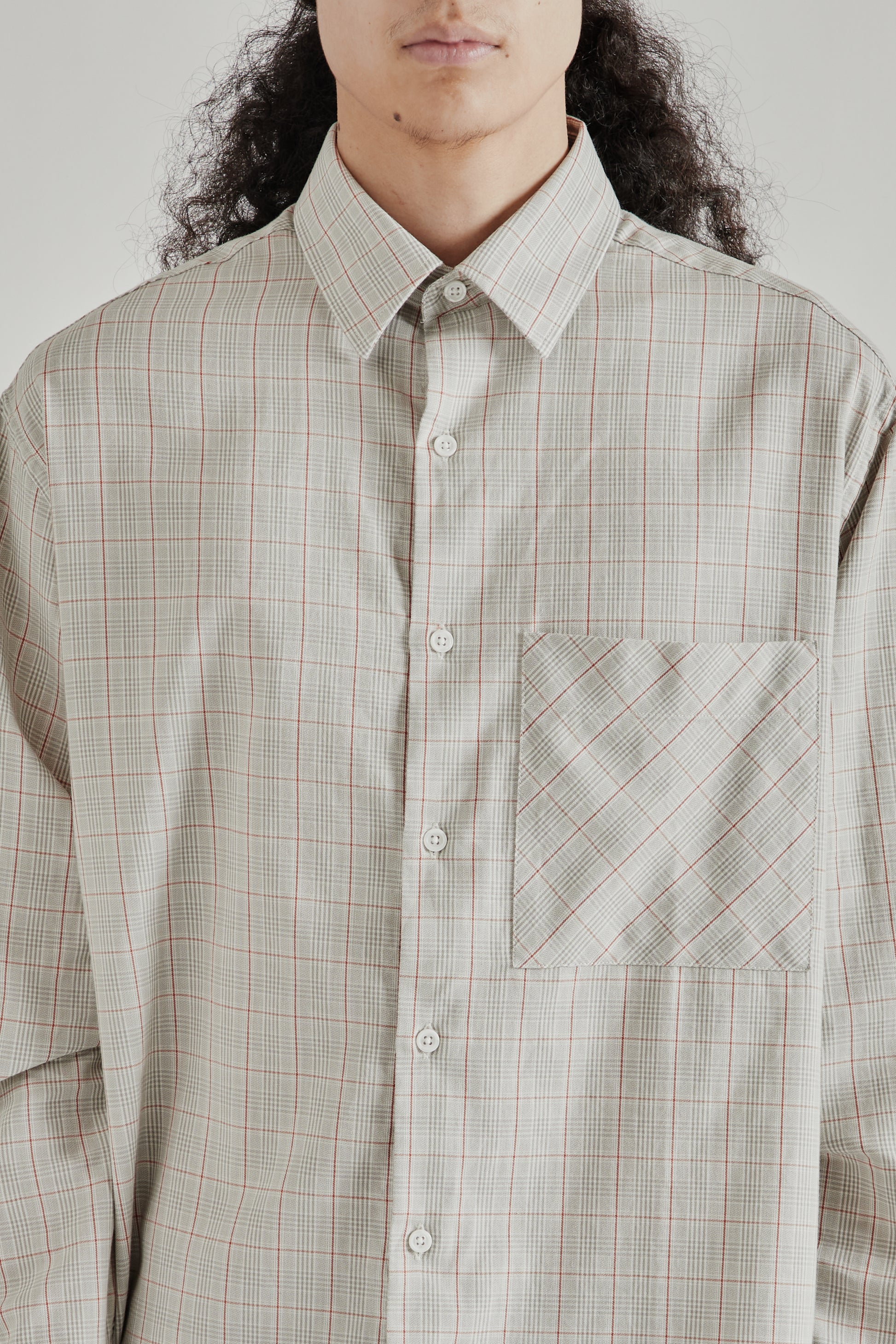Fairly Normal SS26 Oversized Merino Shirt Plaid Red1264