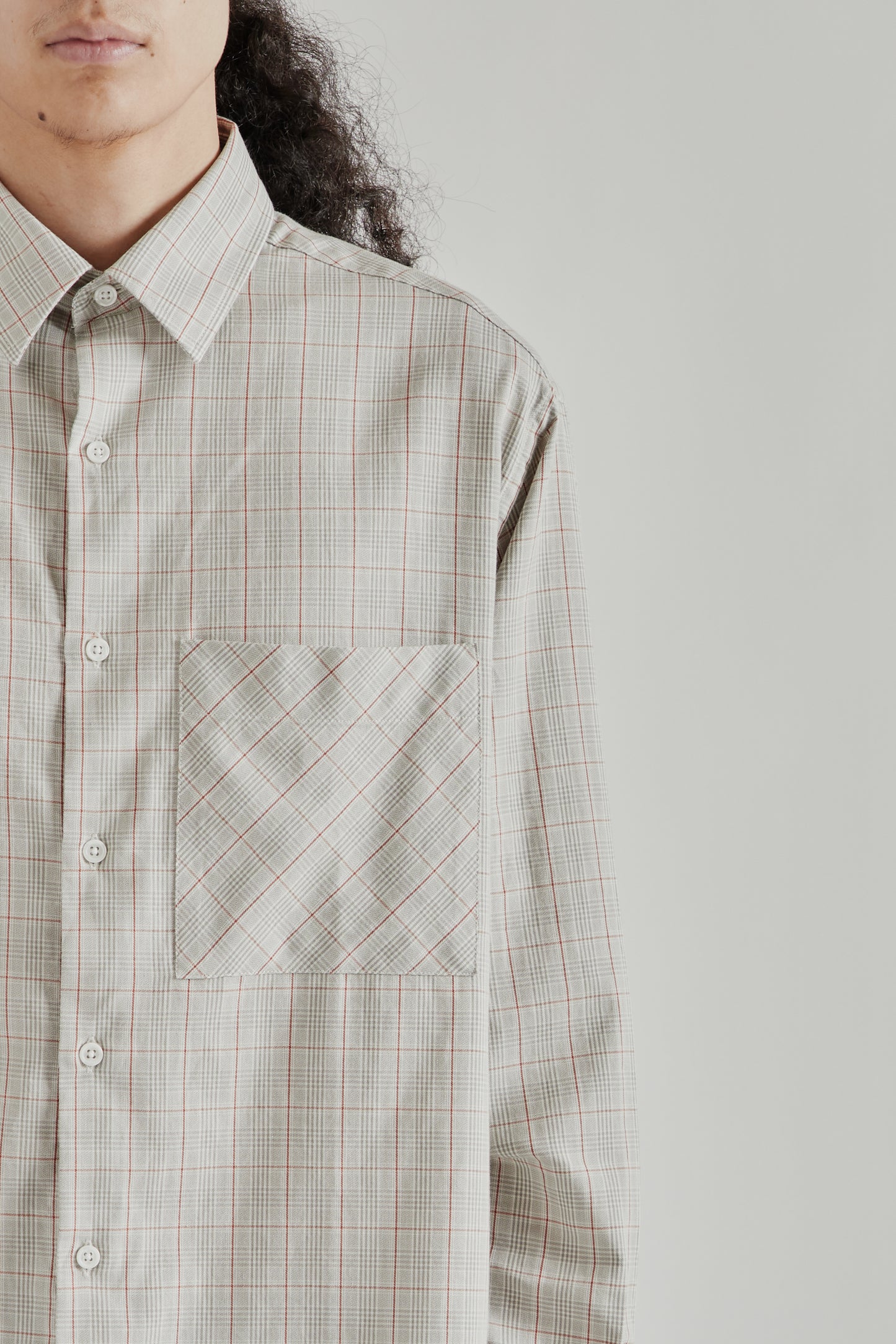 Fairly Normal SS26 Oversized Merino Shirt Plaid Red1265