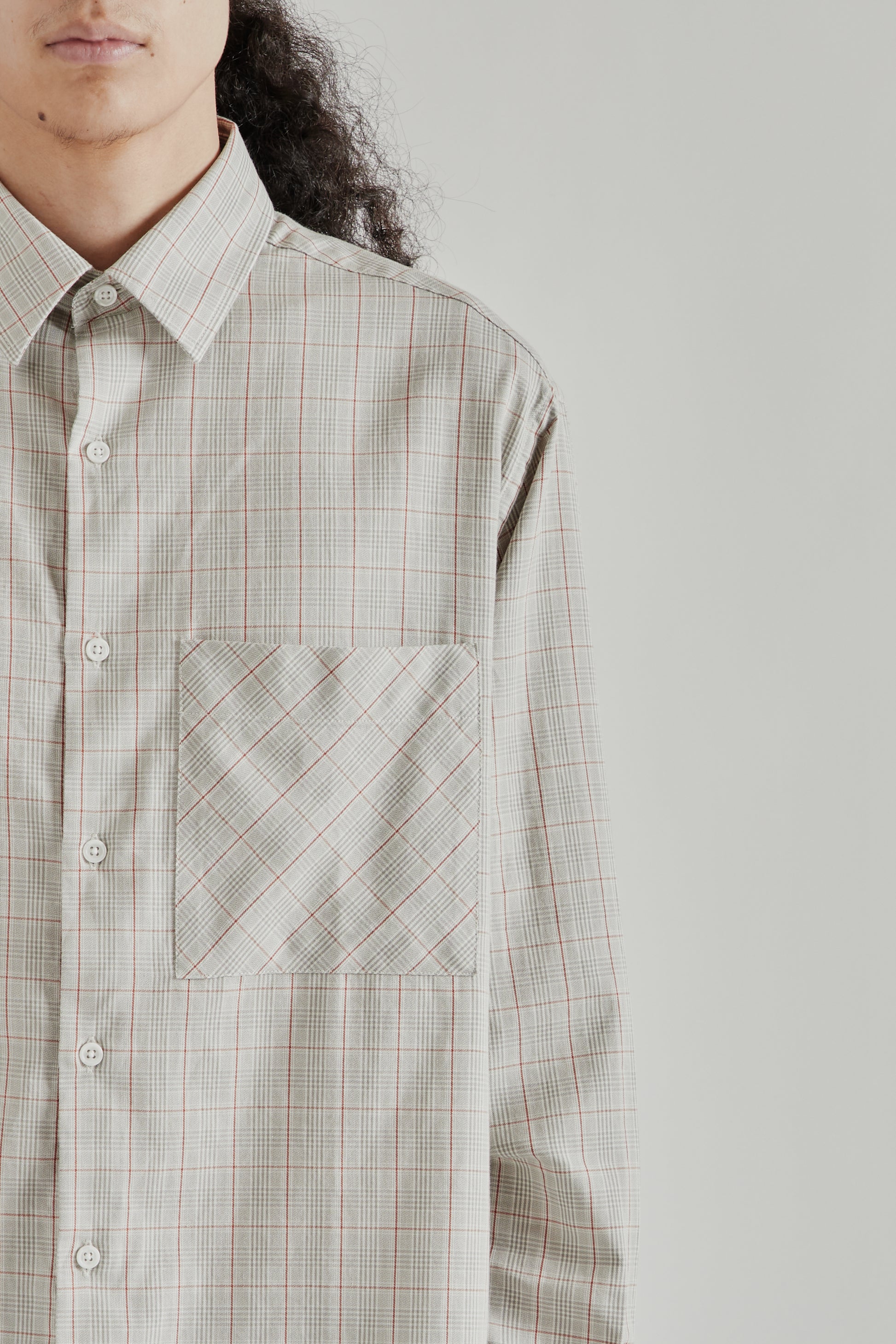 Fairly Normal SS26 Oversized Merino Shirt Plaid Red1265