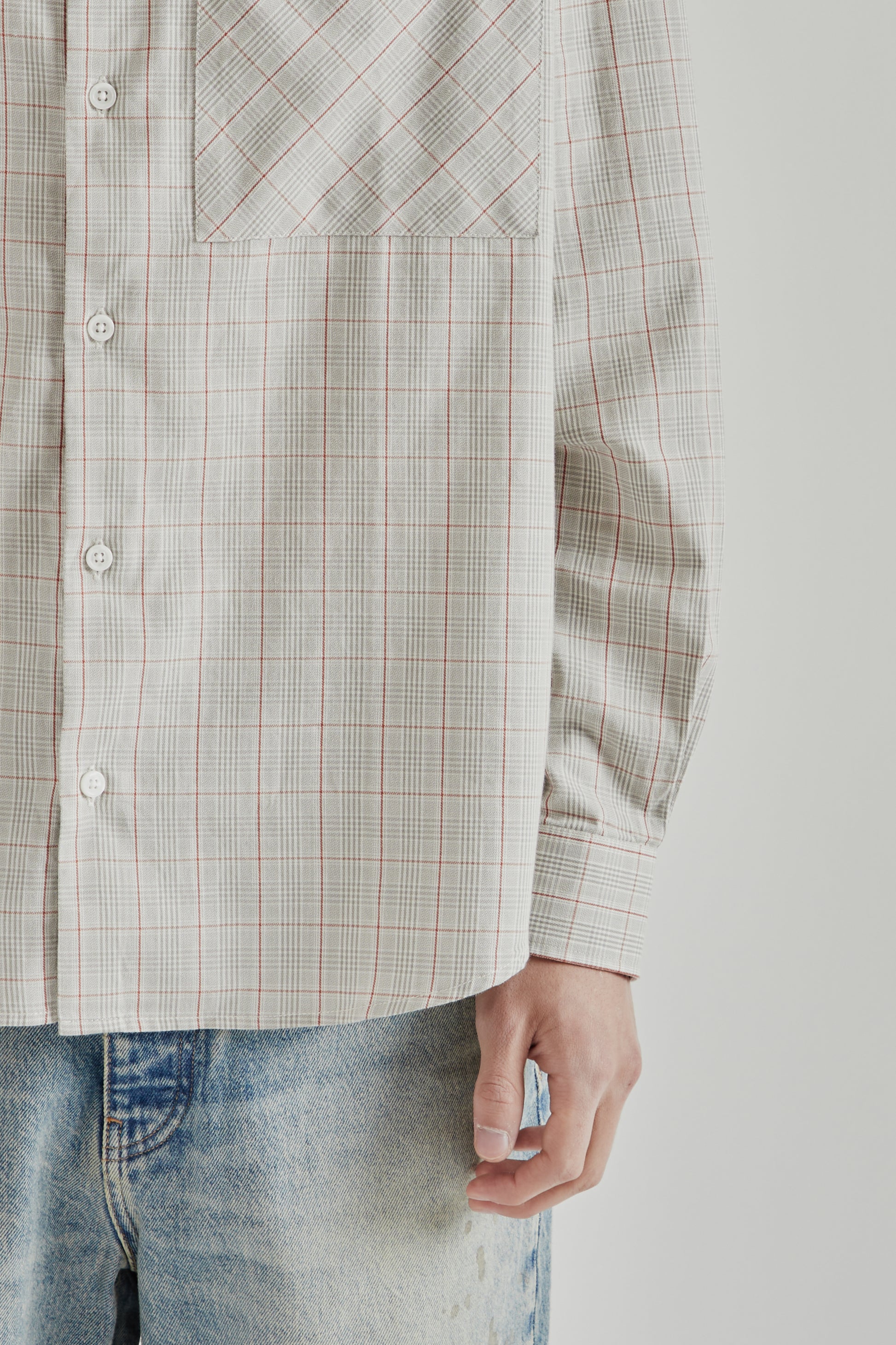Fairly Normal SS26 Oversized Merino Shirt Plaid Red1266