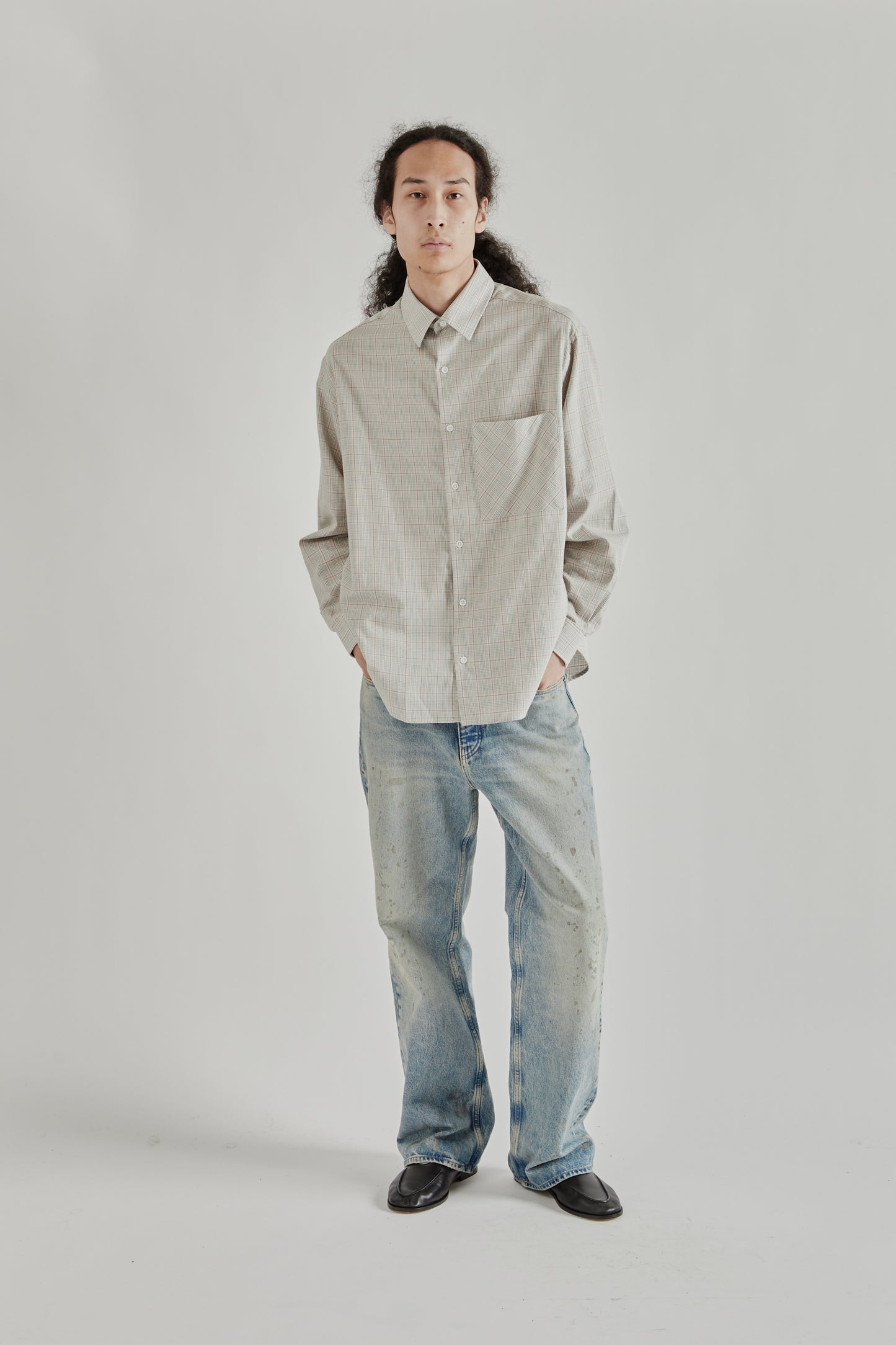 Fairly Normal SS26 Oversized Merino Shirt Plaid Red1270