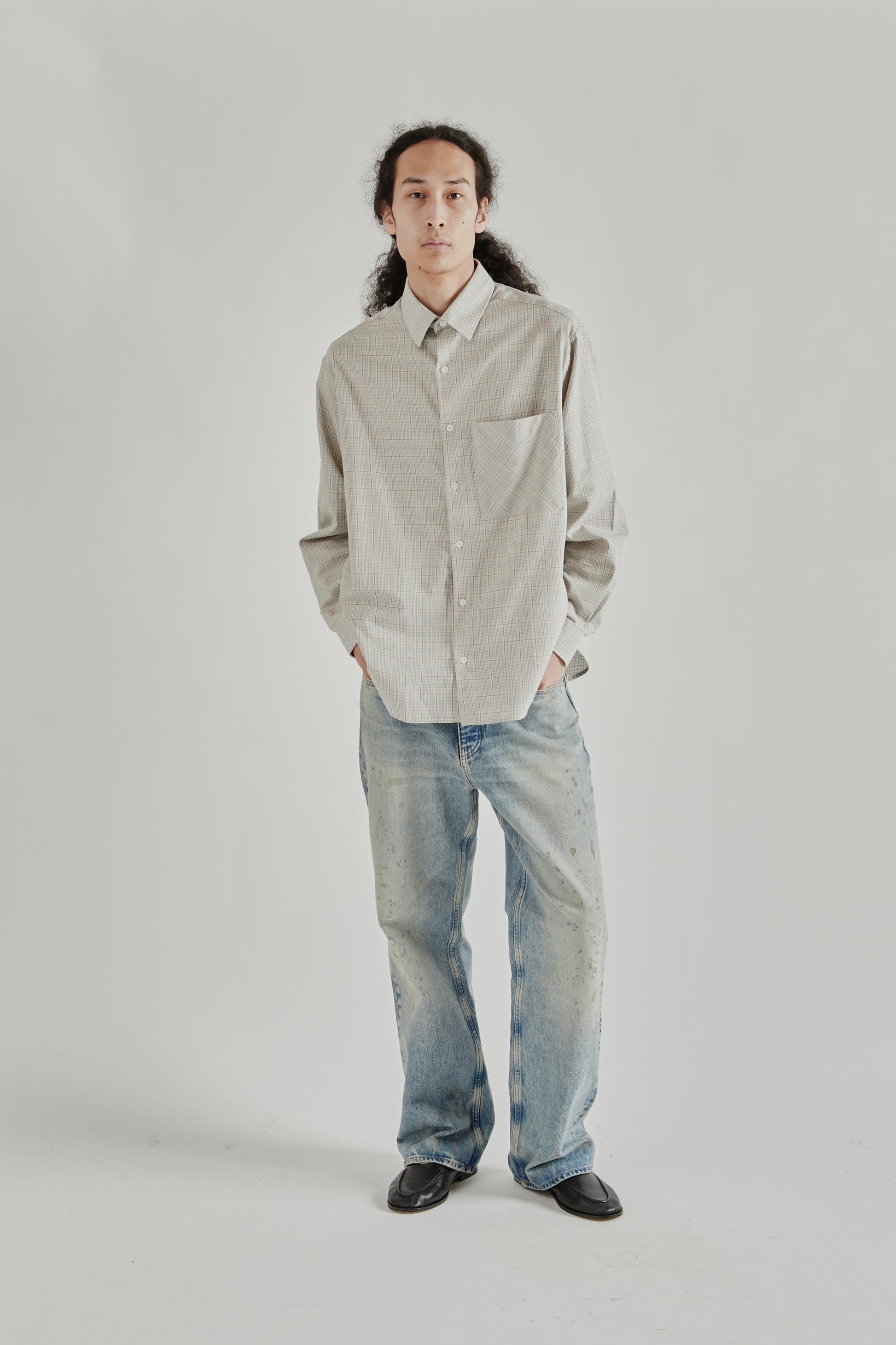 Fairly Normal SS26 Oversized Merino Shirt Plaid Red1270