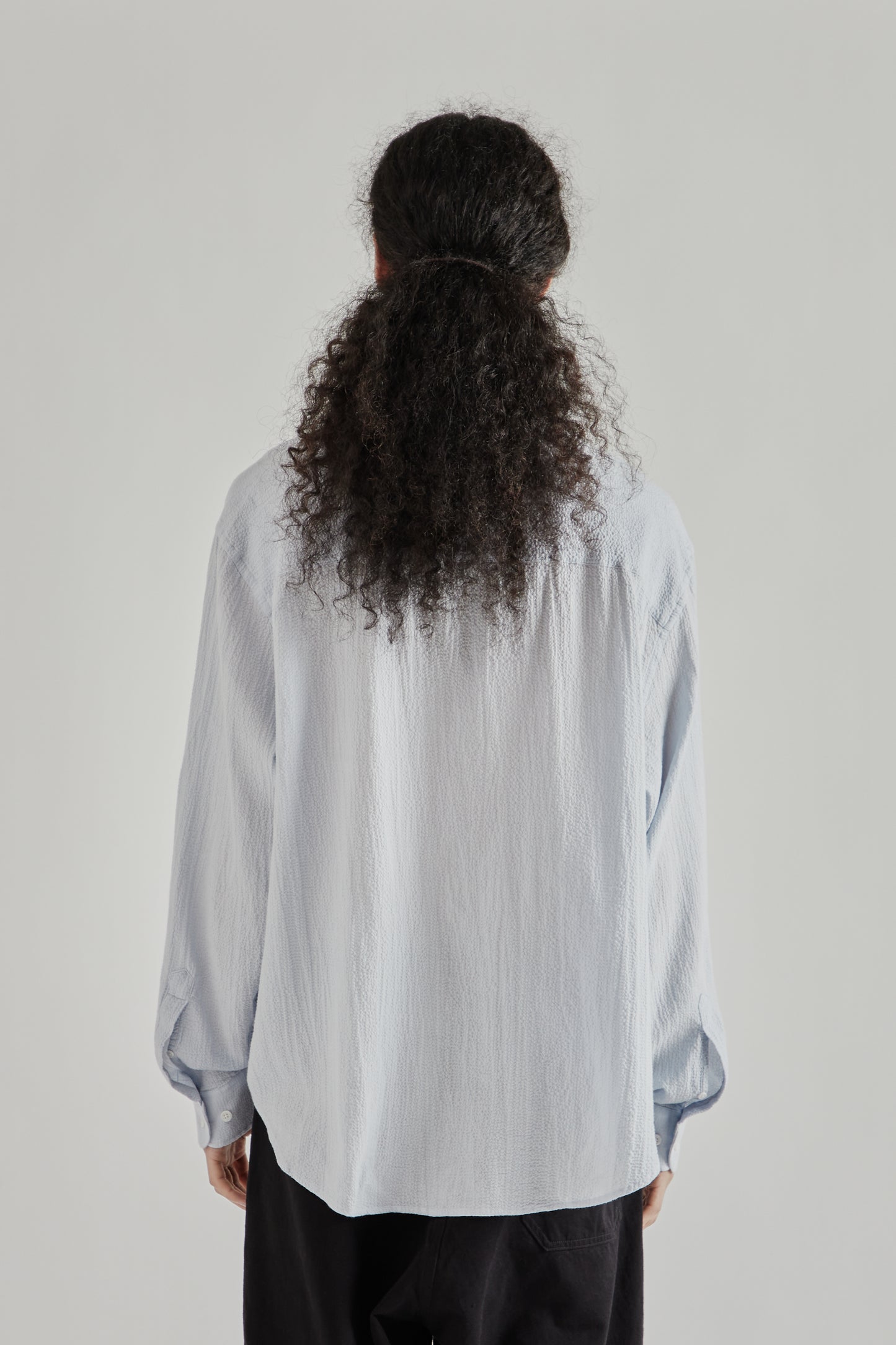 Fairly Normal SS26 Oversized Seersucker Shirt LIght Blue1375