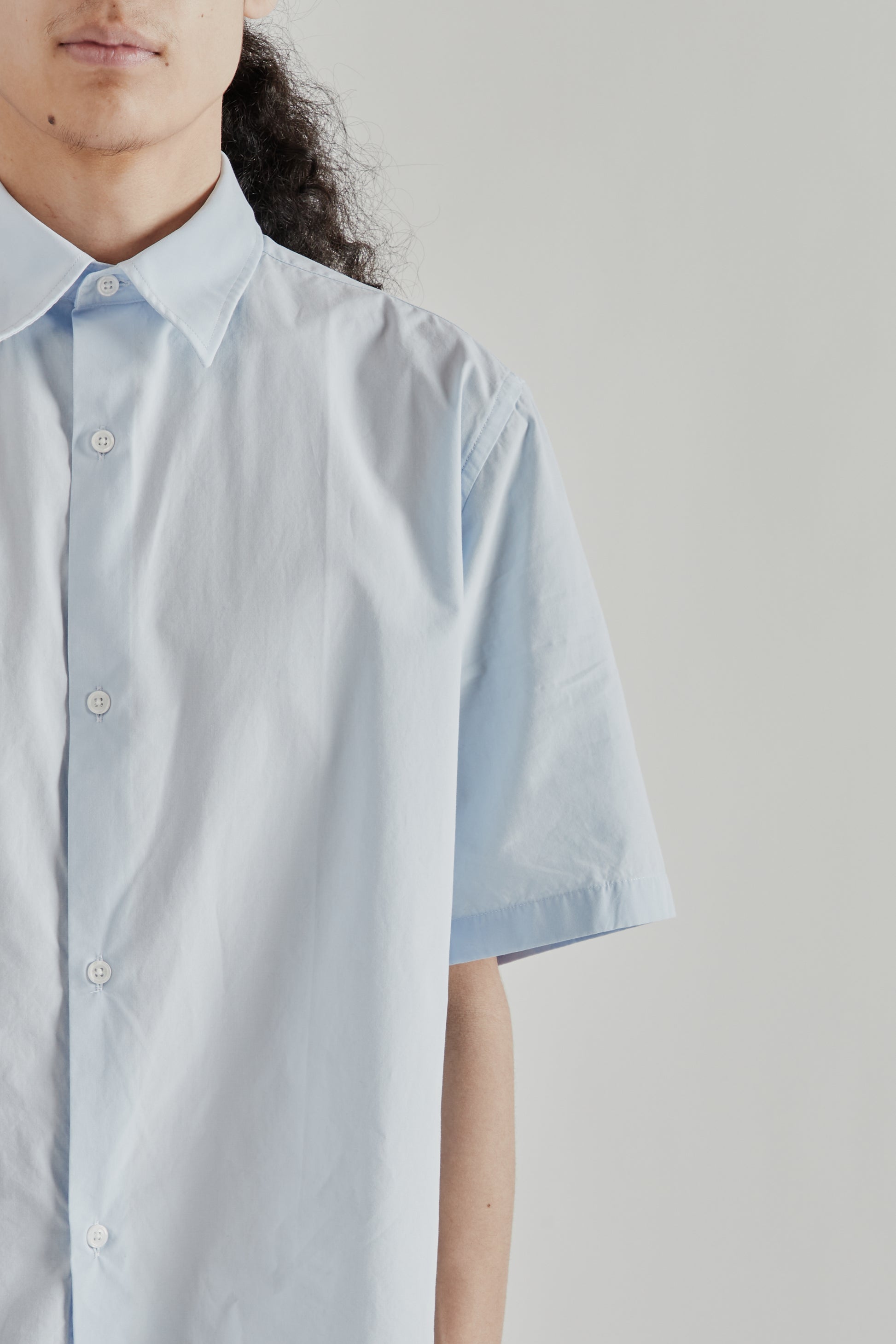 Fairly Normal SS26 Short Sleeve Poplin Shirt Light Blue1356