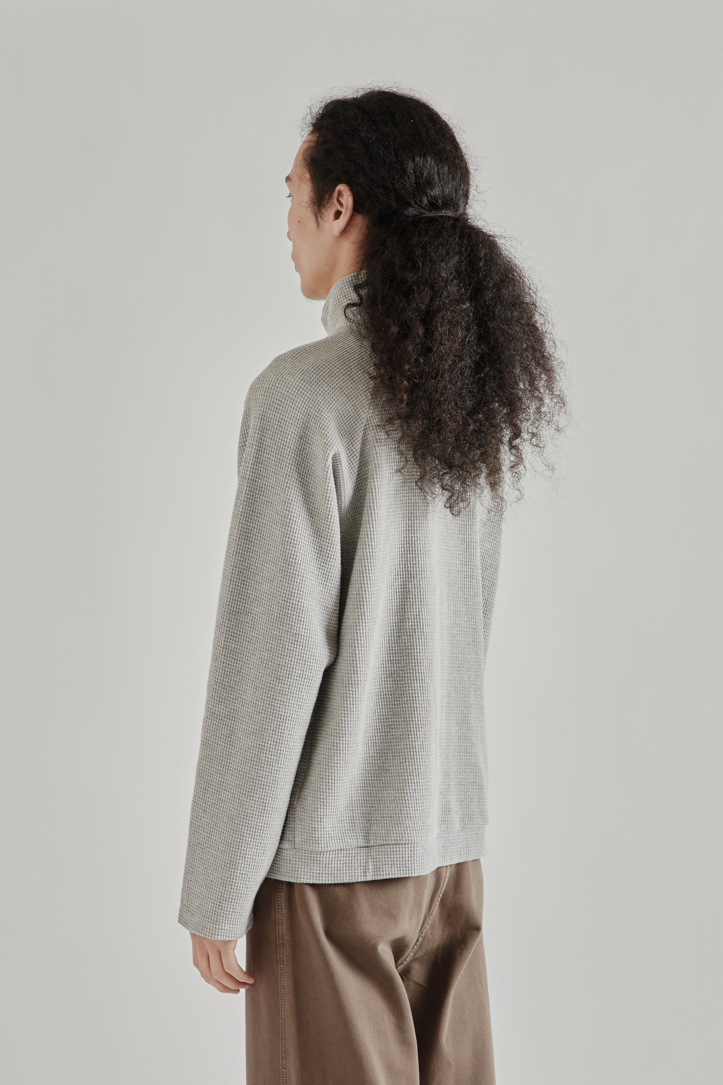 Fairly Normal SS26 Waffle Jersey Zip Up Grey1326