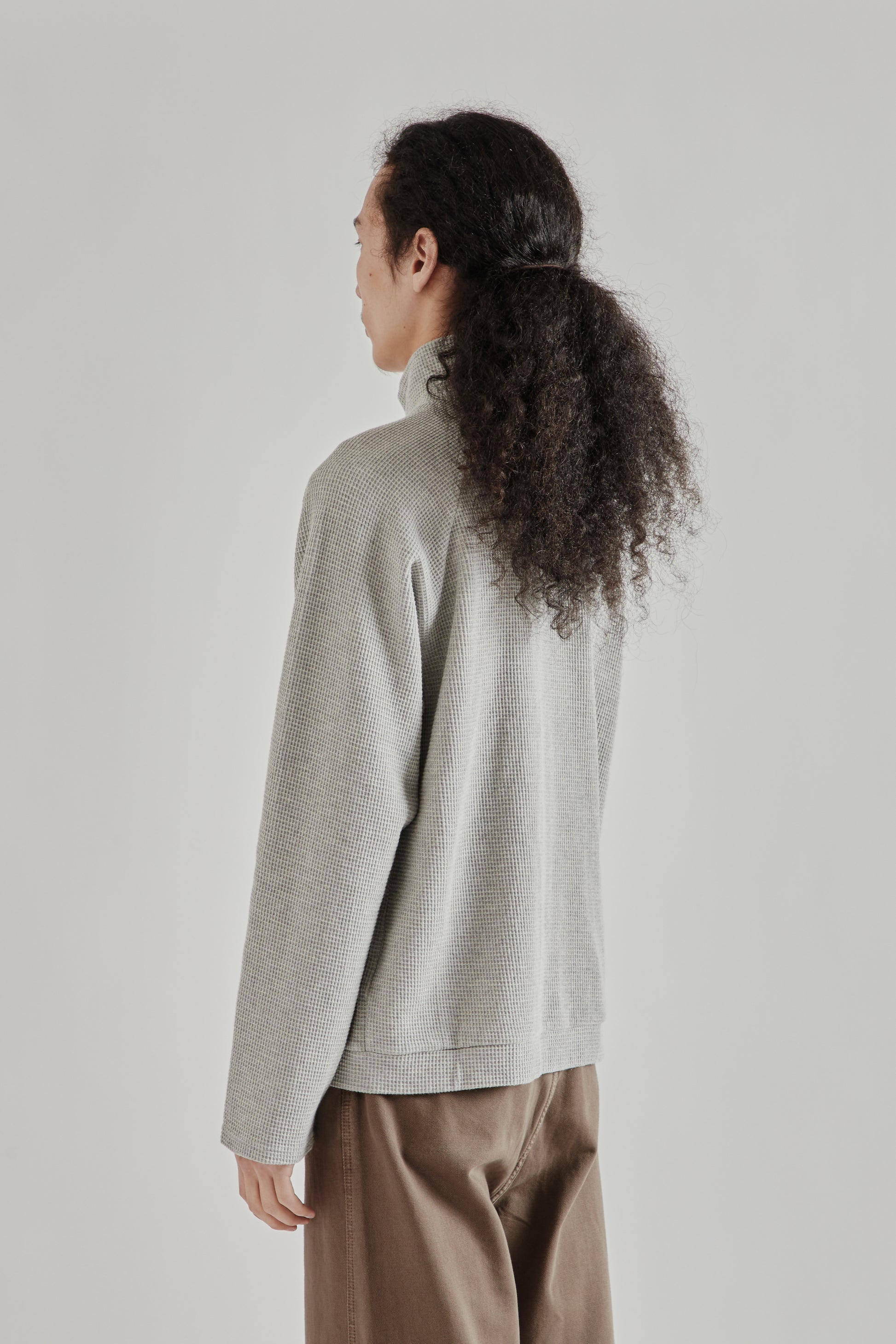 Fairly Normal SS26 Waffle Jersey Zip Up Grey1326