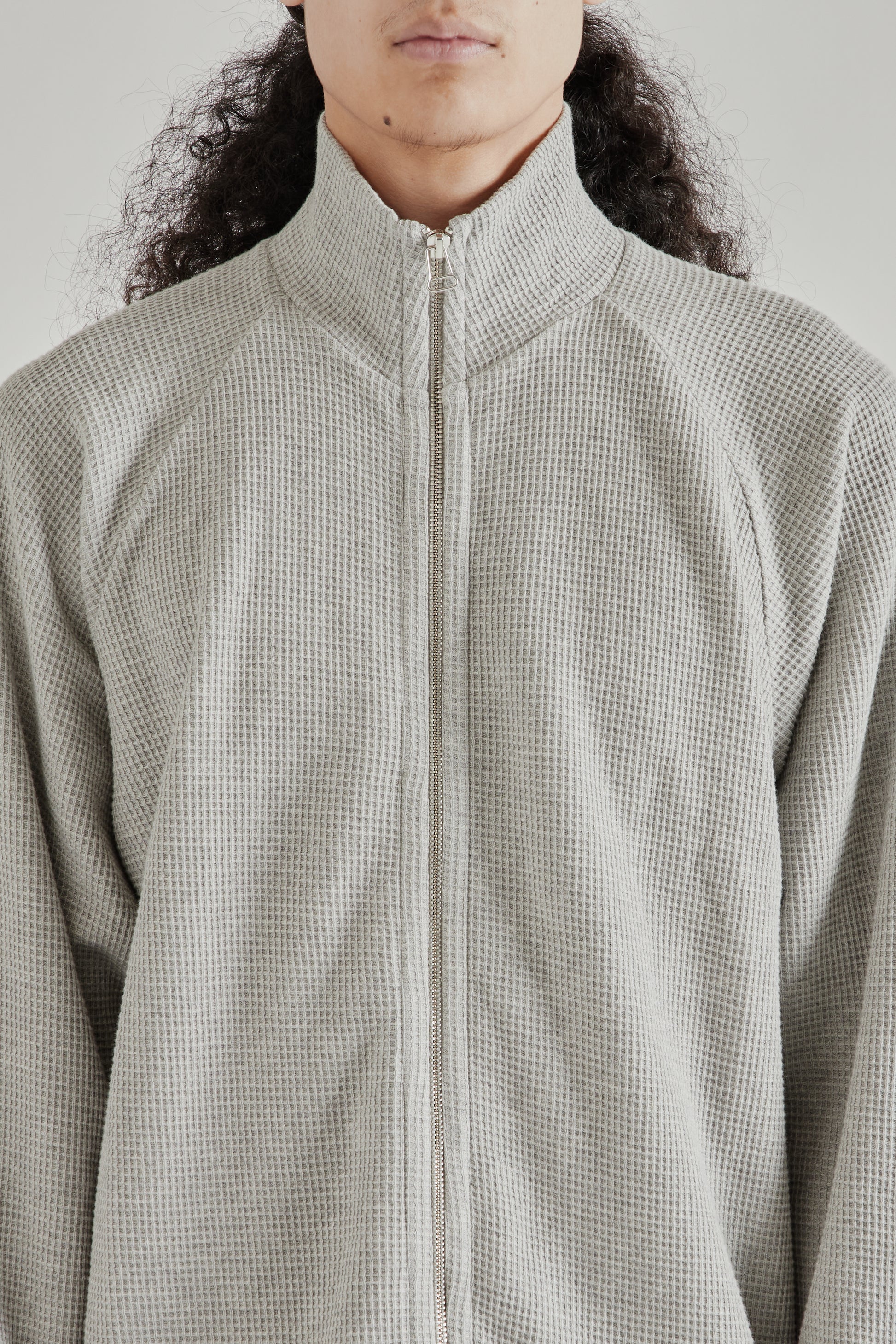 Fairly Normal SS26 Waffle Jersey Zip Up Grey1331
