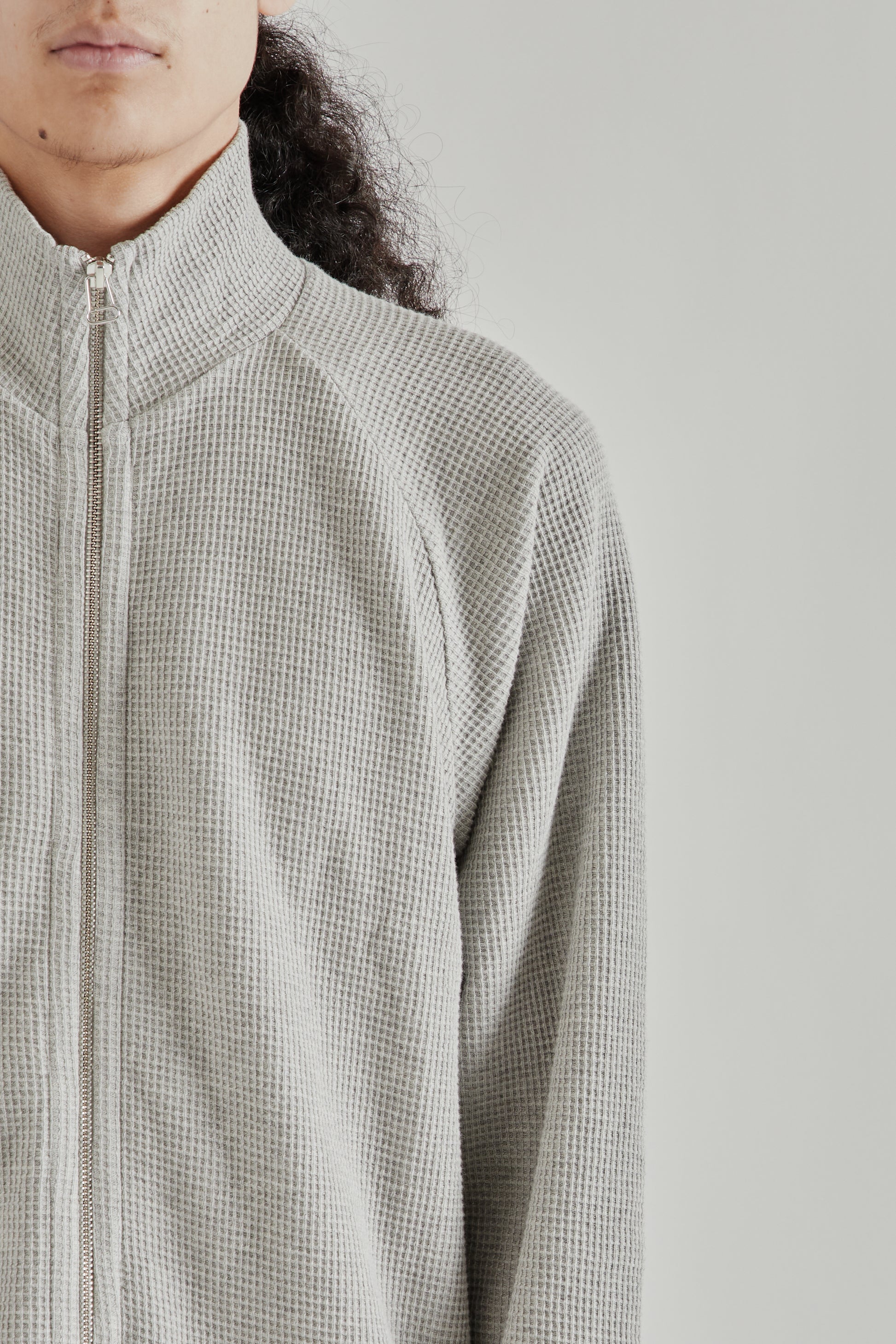 Fairly Normal SS26 Waffle Jersey Zip Up Grey1332