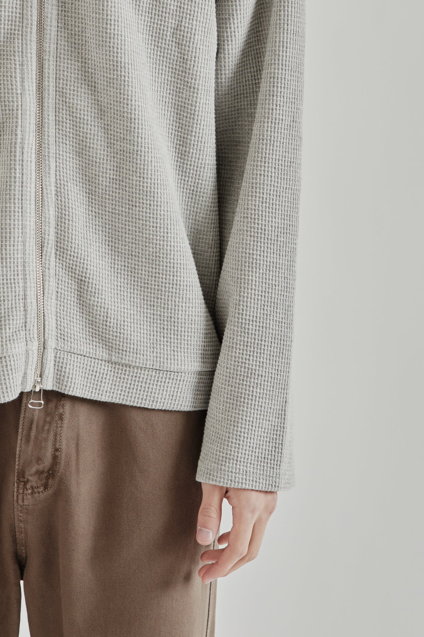Fairly Normal SS26 Waffle Jersey Zip Up Grey1333