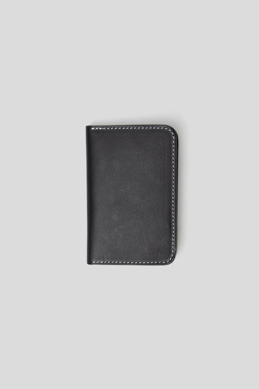 Folding Card Holder - Black Vegetable Tanned Calf