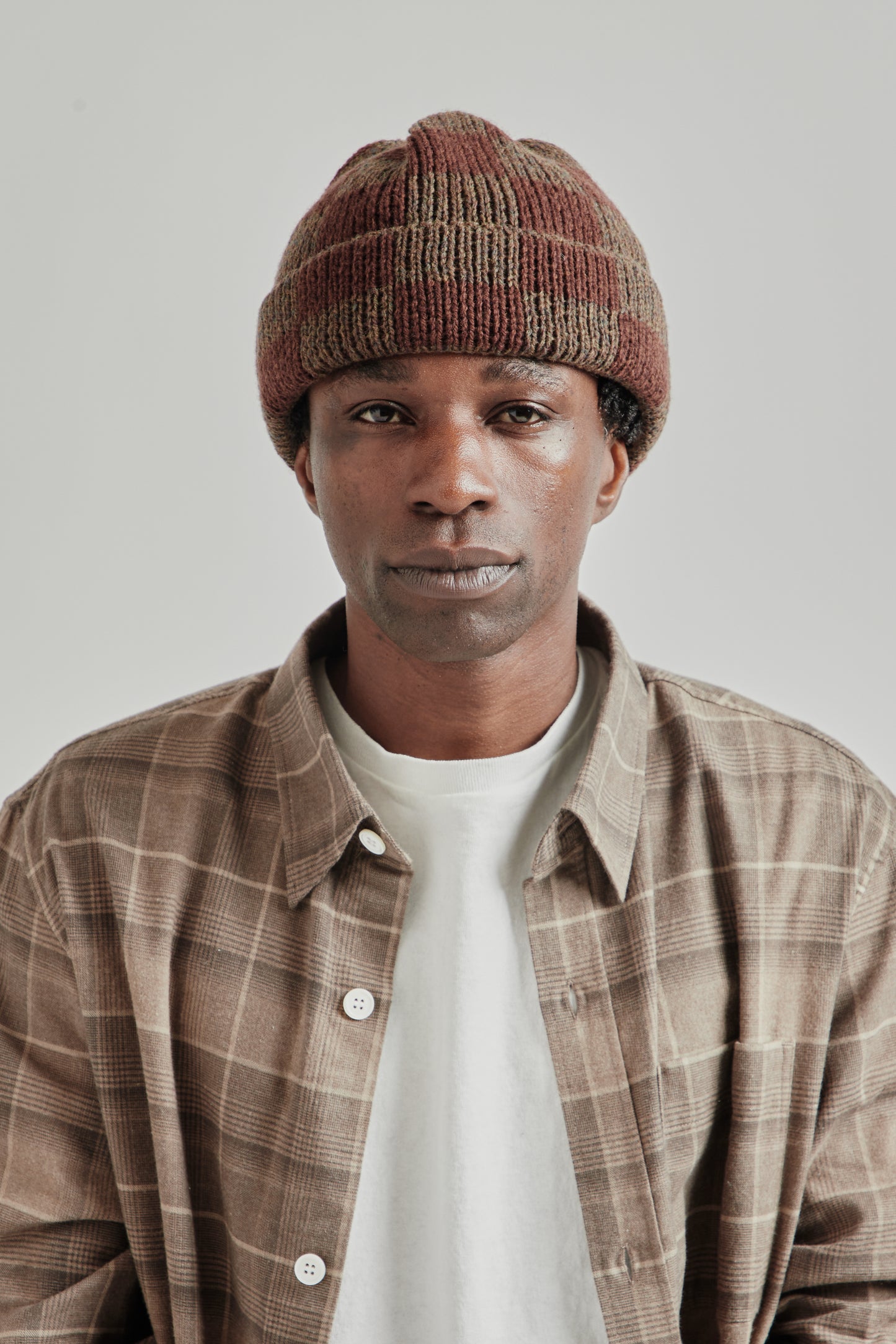 Found Feather FW25 Checker Beanie Brown 1