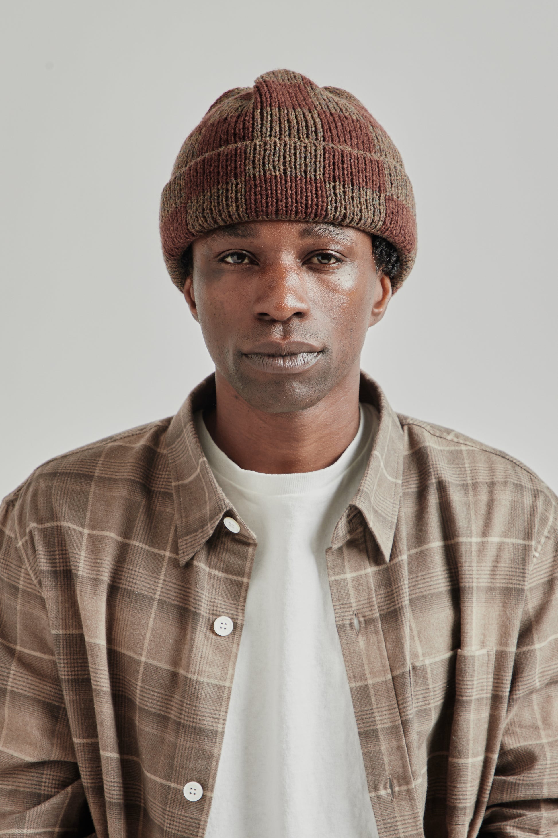 Found Feather FW25 Checker Beanie Brown 1