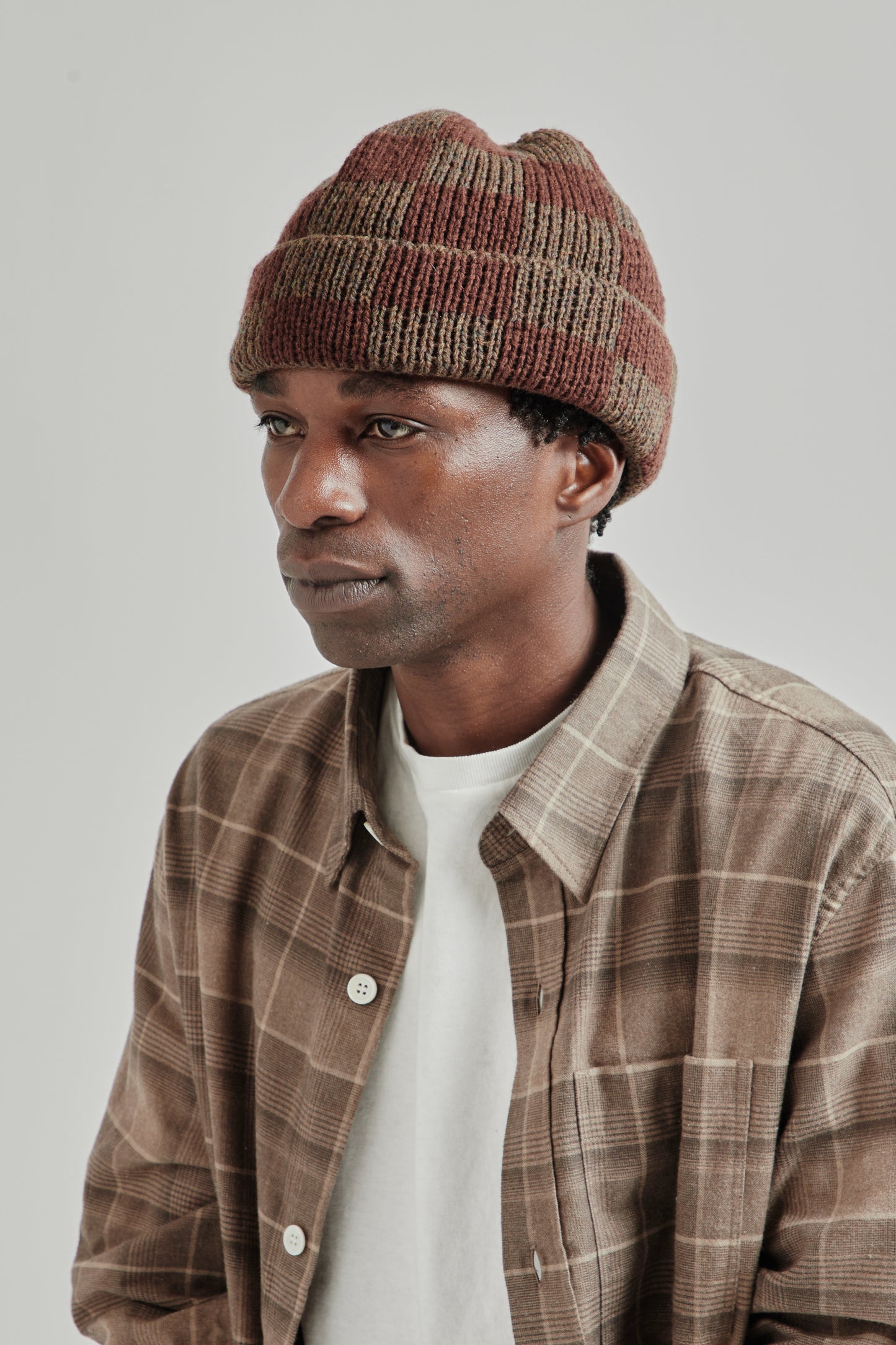 Found Feather FW25 Checker Beanie Brown 2