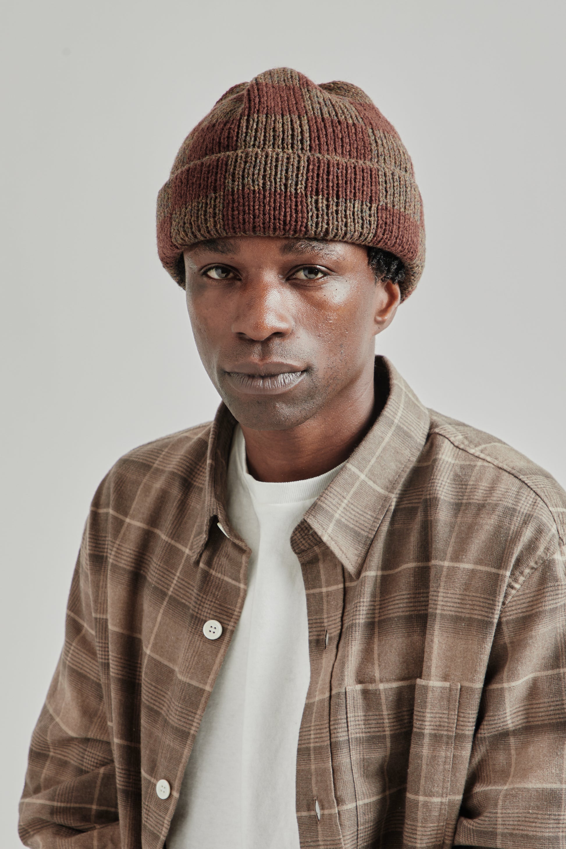 Found Feather FW25 Checker Beanie Brown 3