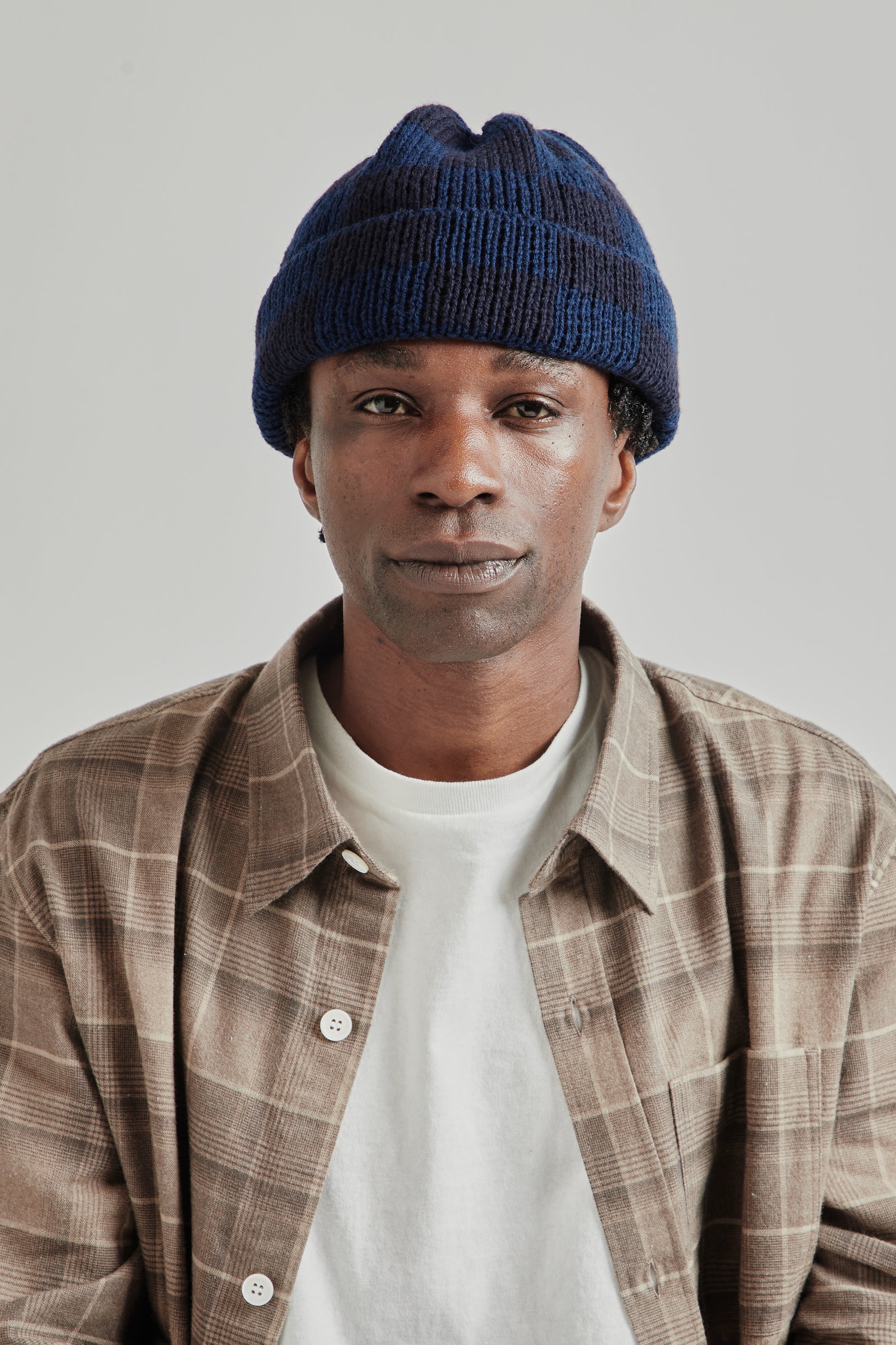 Found Feather FW25 Checker Beanie Navy 1