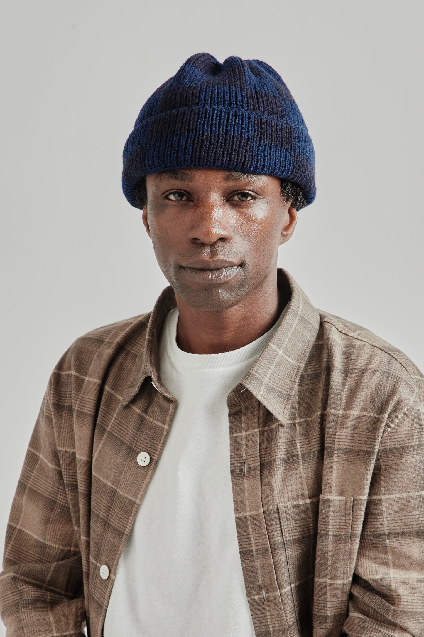 Found Feather FW25 Checker Beanie Navy 3