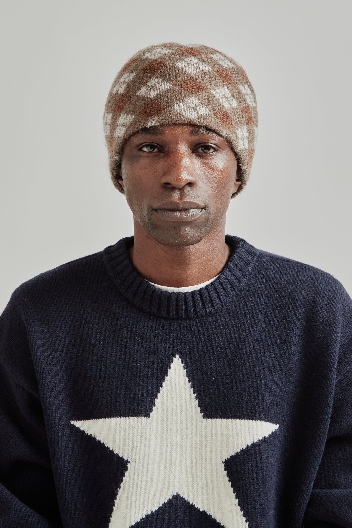 Found Feather FW25 Mohair Skully Argyle Brown 1