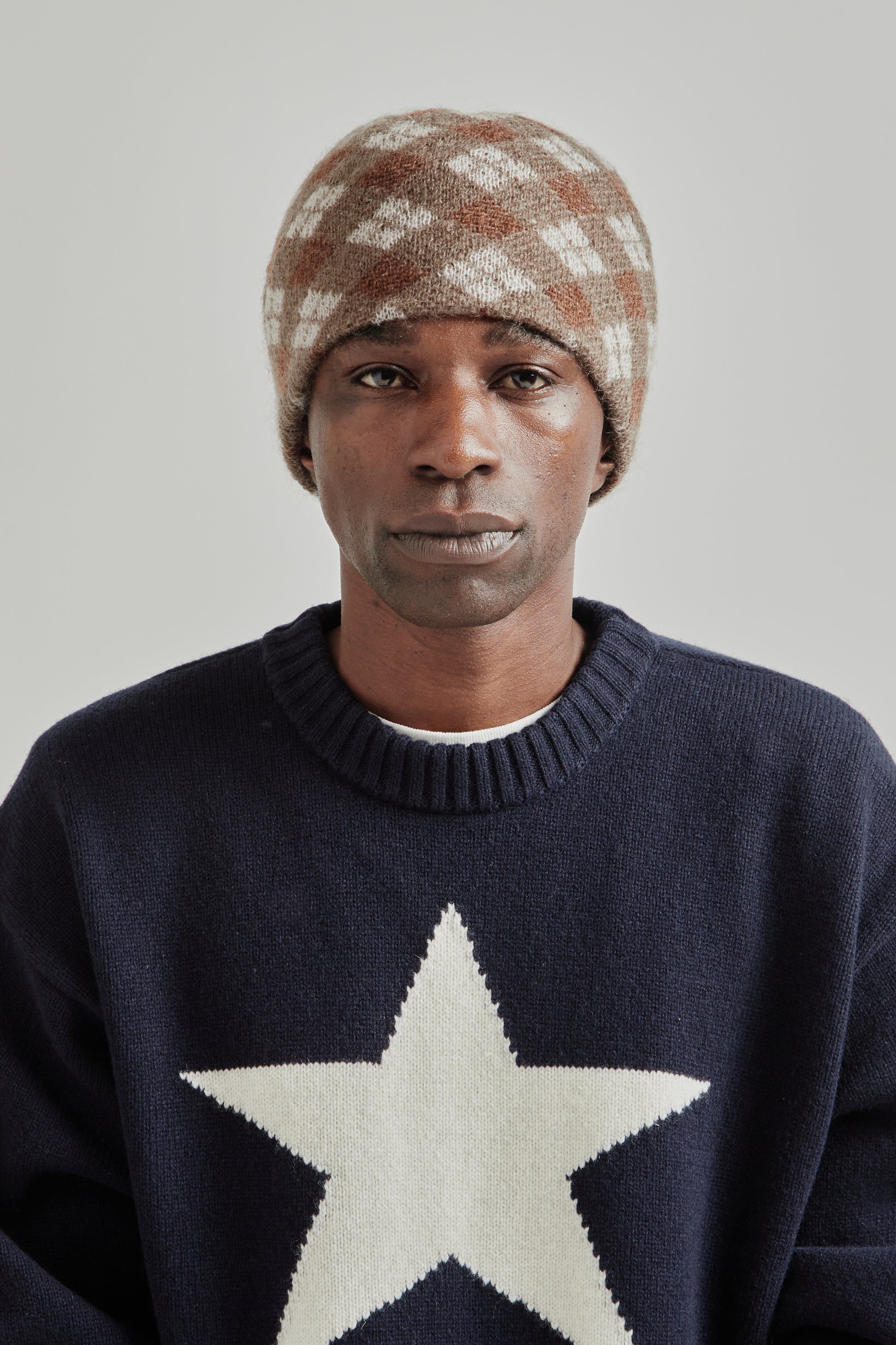 Found Feather FW25 Mohair Skully Argyle Brown 1