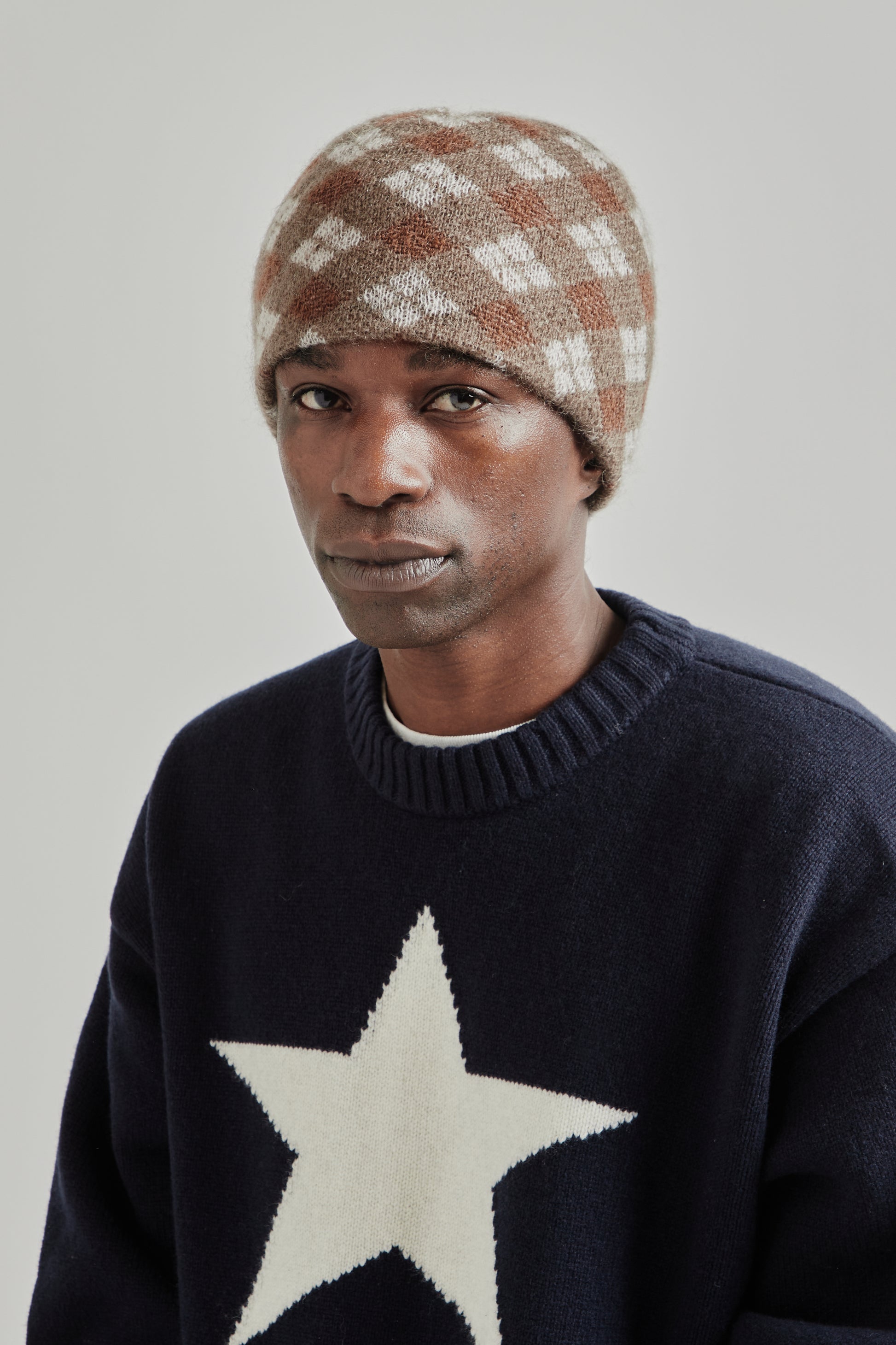 Found Feather FW25 Mohair Skully Argyle Brown 3