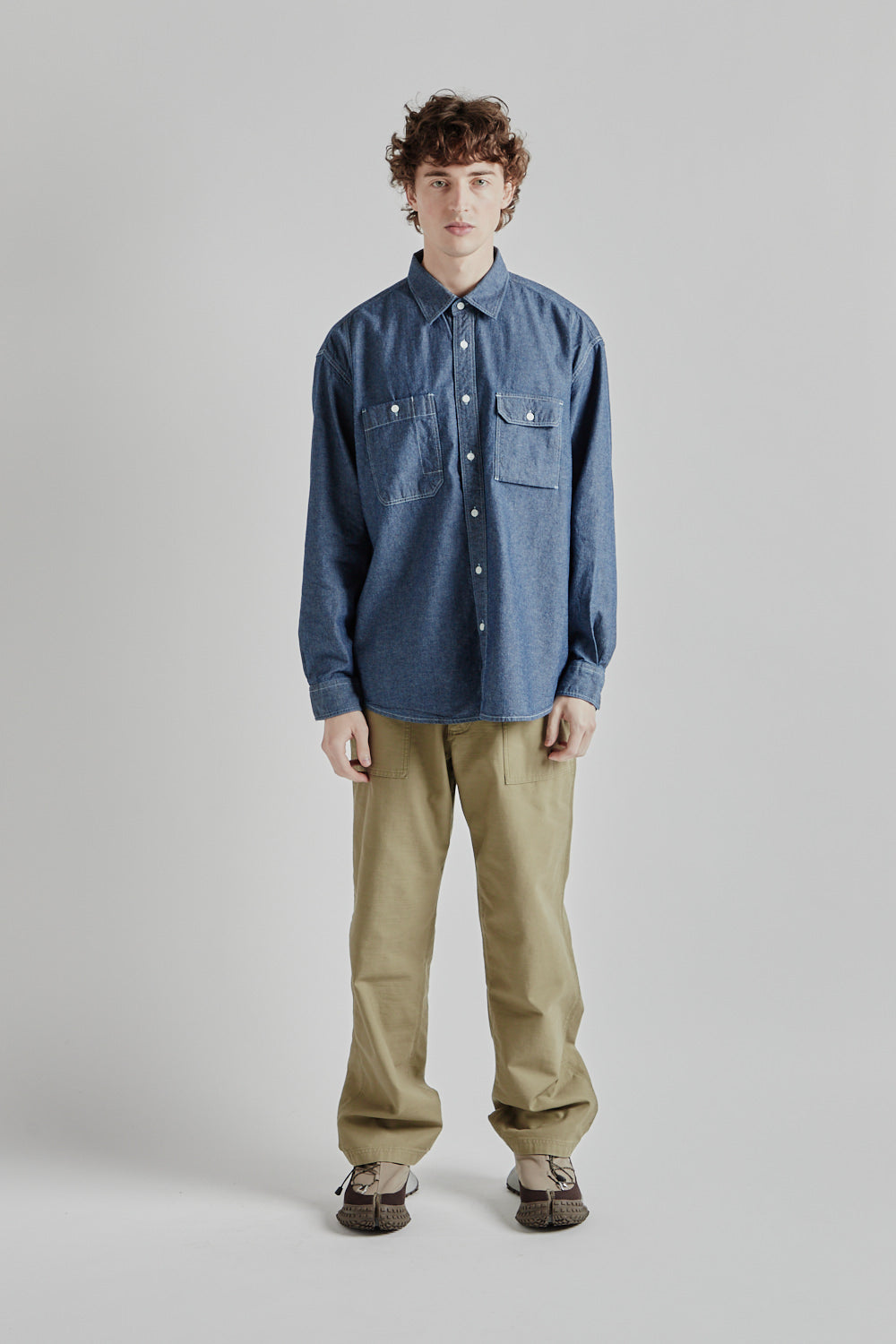 Frizmworks 1920s Chambray Work Shirt Indigo 1