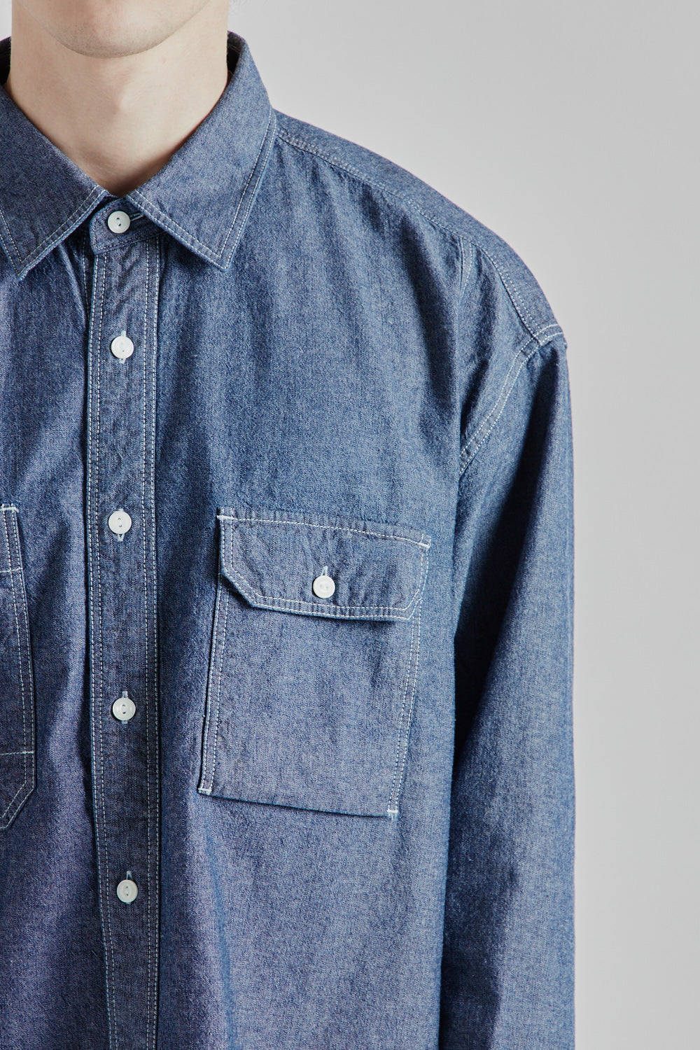 Frizmworks 1920s Chambray Work Shirt Indigo 7