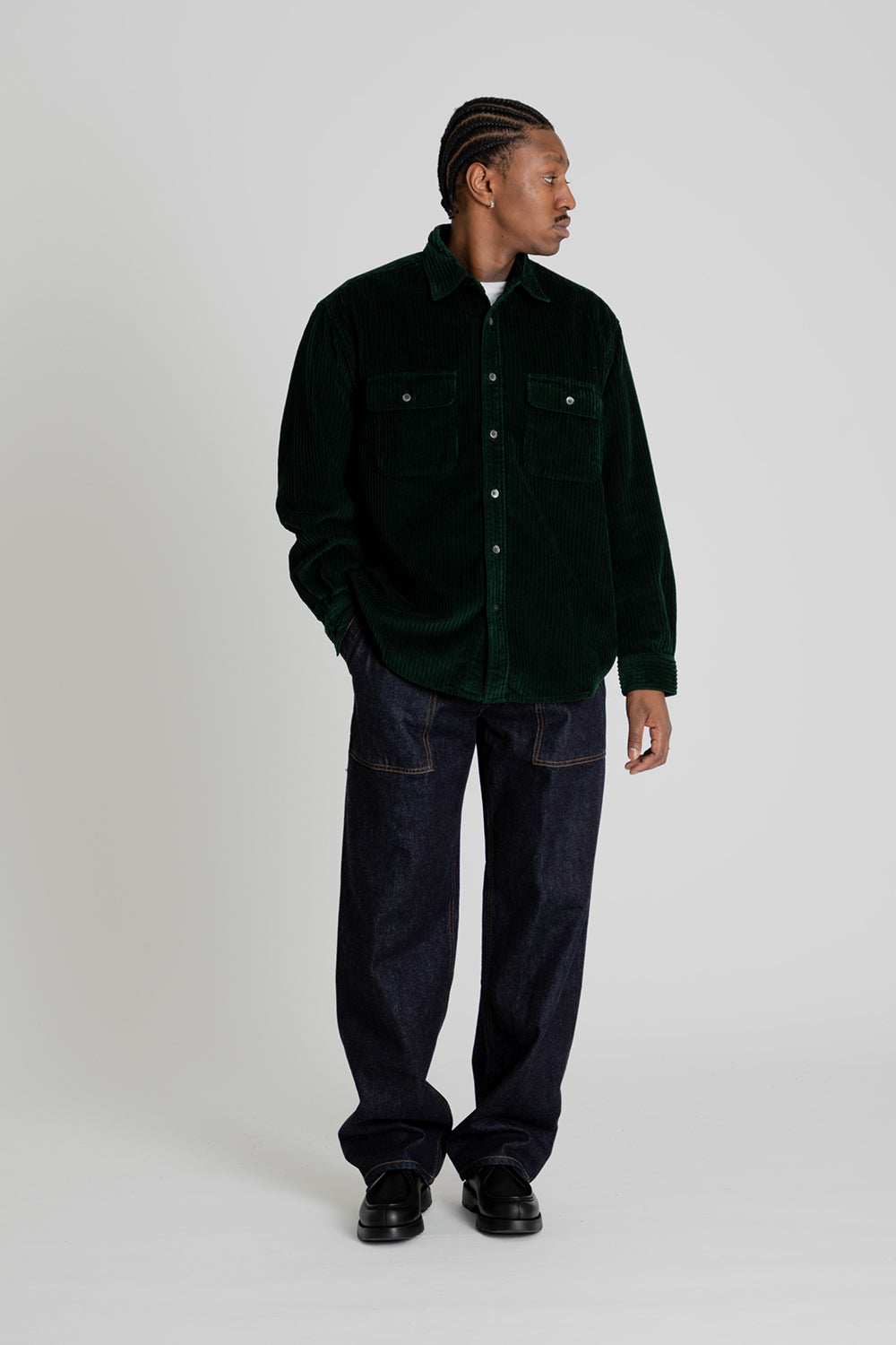 Frizmworks Alternate Corduroy Shirt Light Dark Green Front