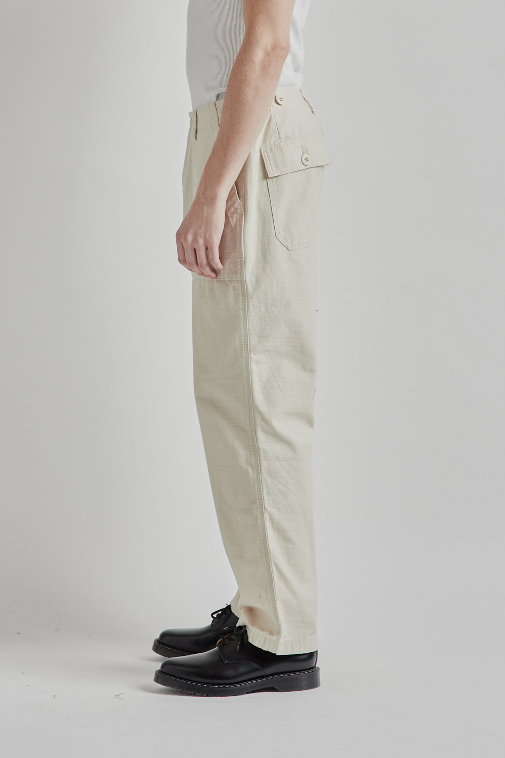Frizmworks Back Satin Fatigue Pants - Cream | Wallace Mercantile Shop