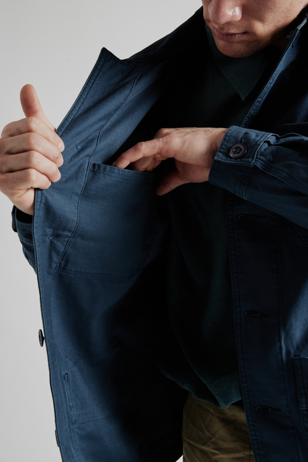 Frizmworks Back Satin French Work Jacket - Blue | Wallace