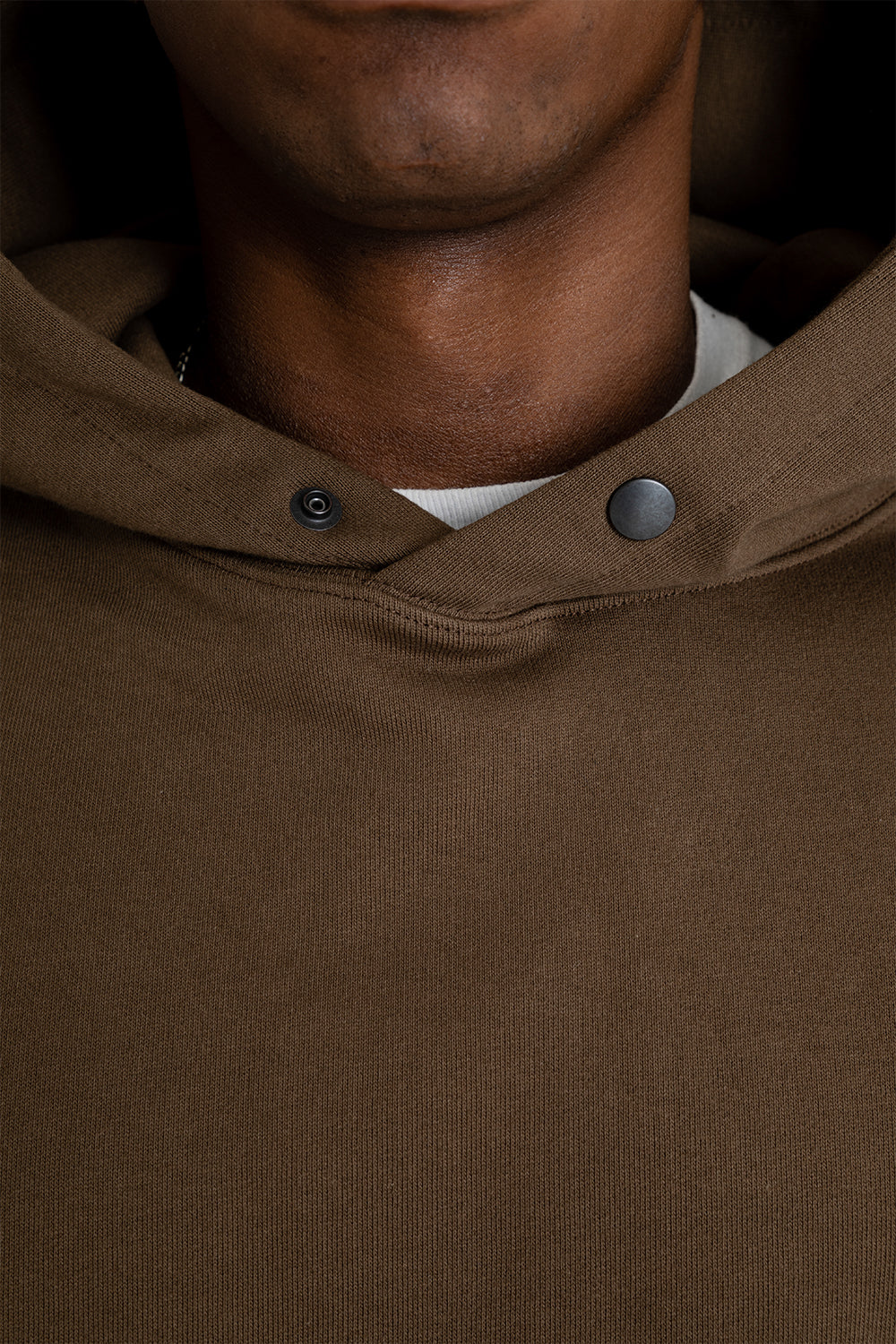 Frizmworks Banding Snap Hoodie Brown Detail 01