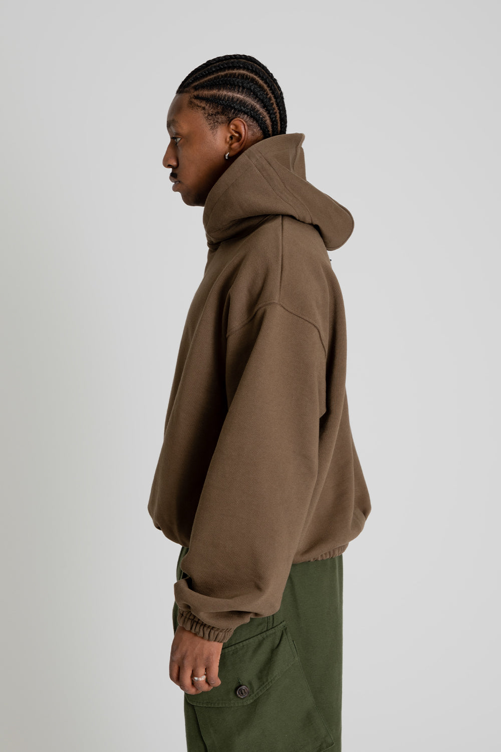 Frizmworks Banding Snap Hoodie Brown Detail 02