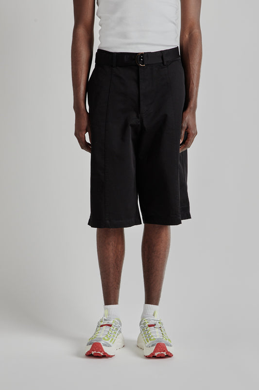 Chino Belted Work Bermuda Shorts - Black