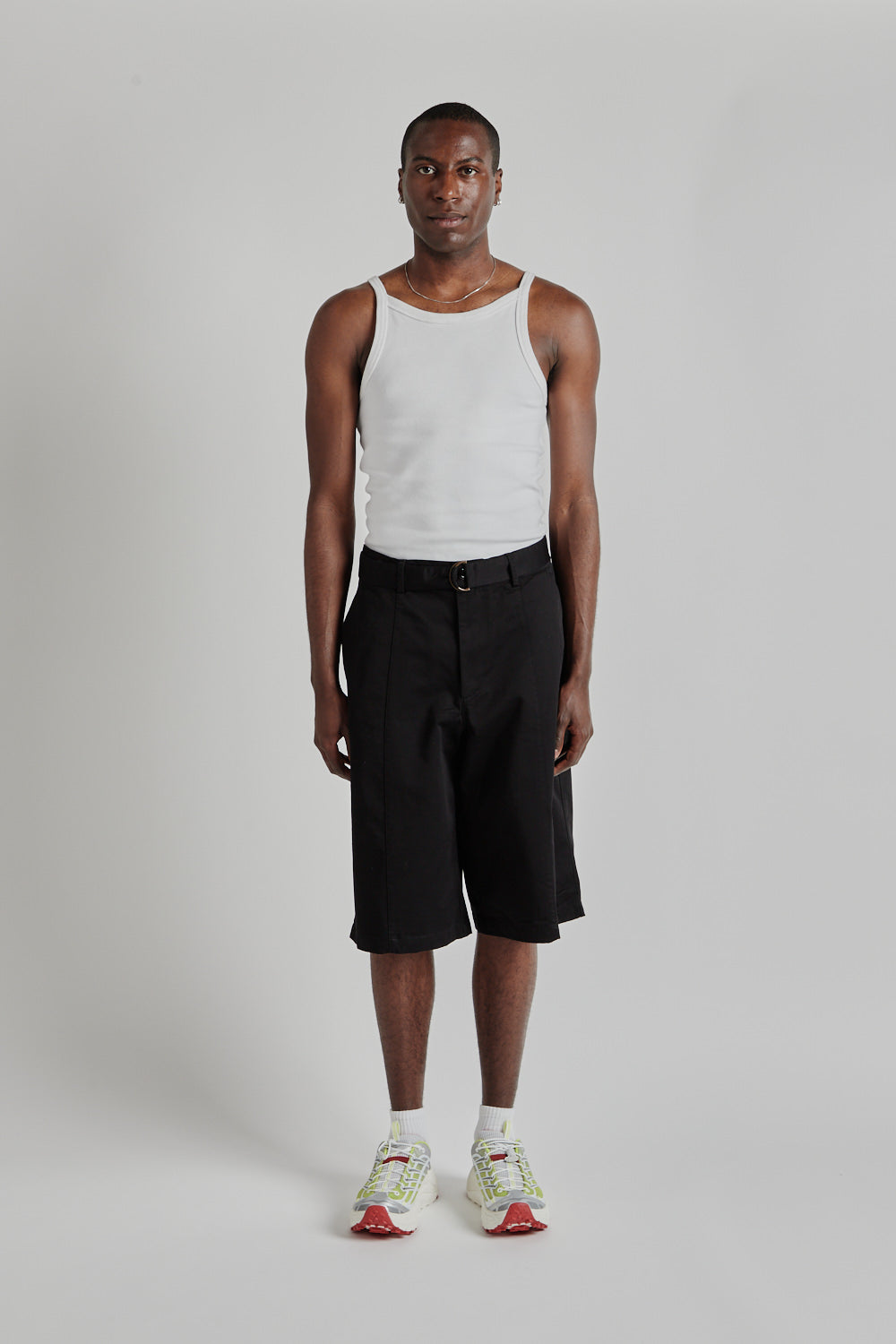 Chino Belted Work Bermuda Shorts - Black