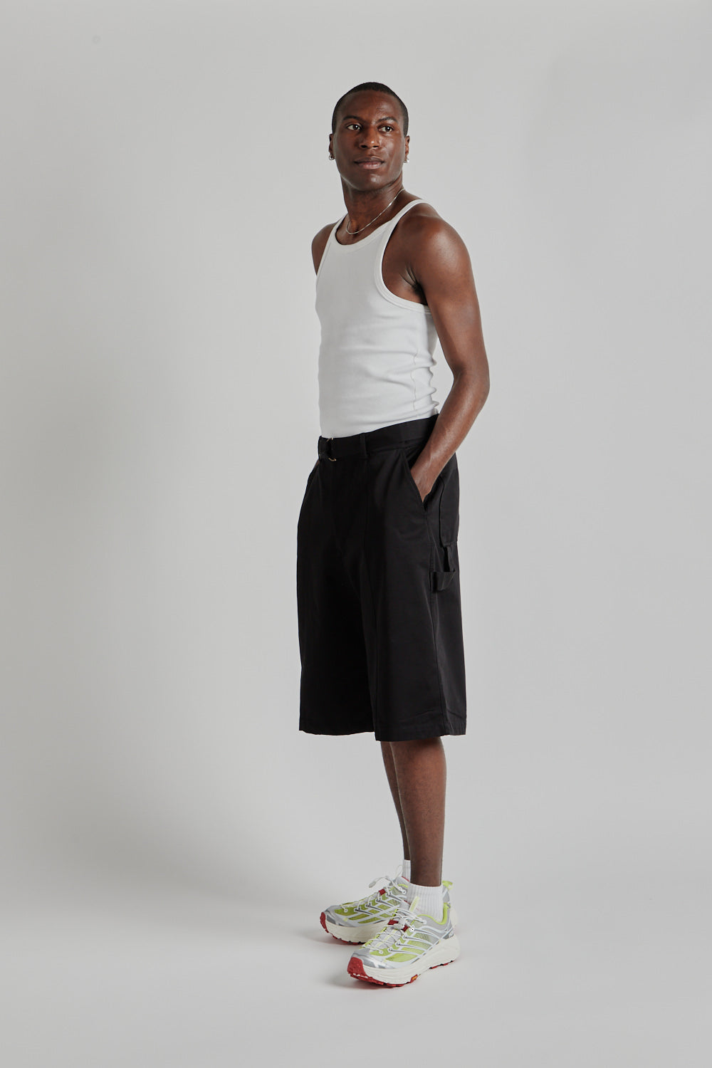 Chino Belted Work Bermuda Shorts - Black