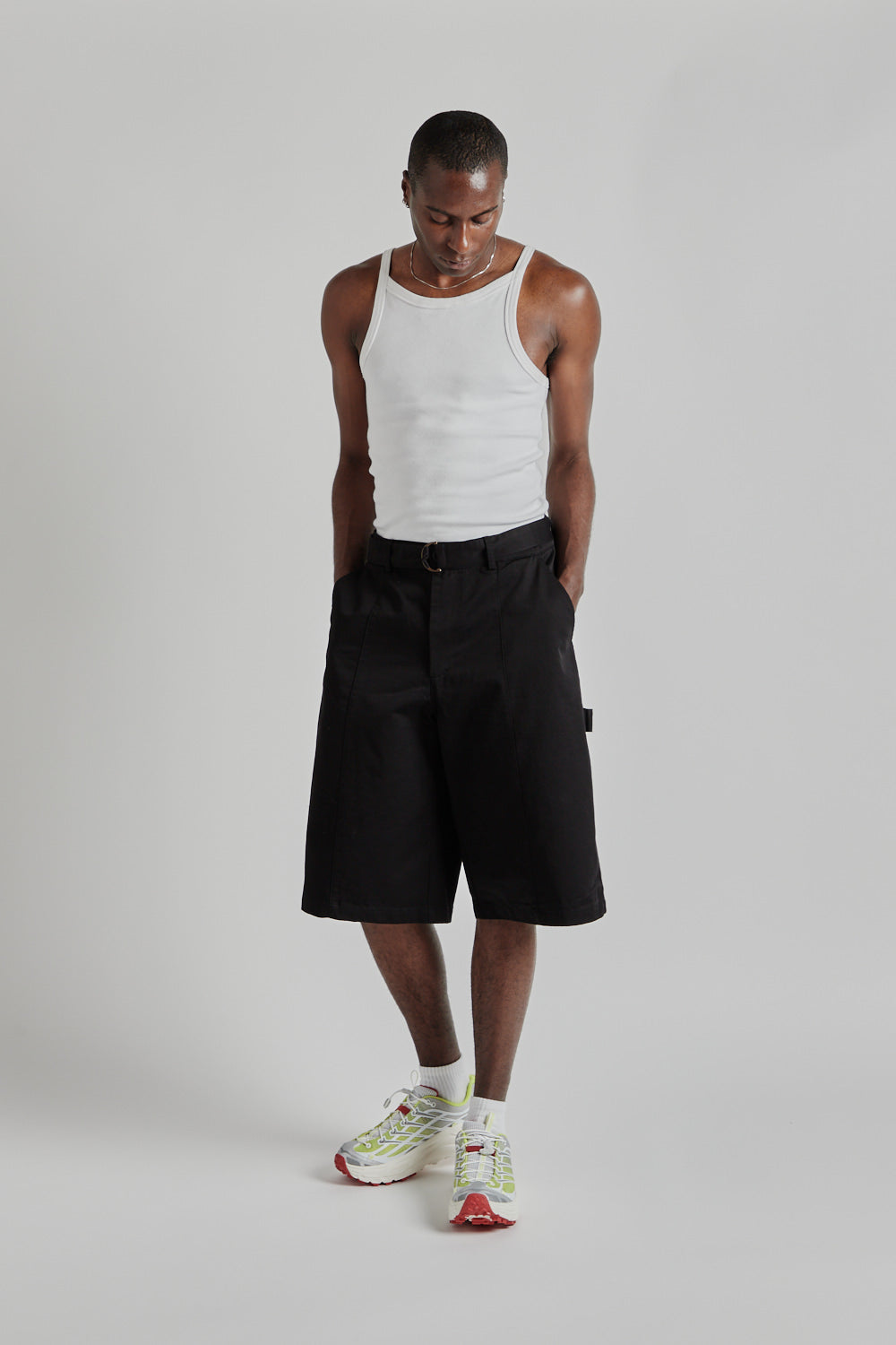 Chino Belted Work Bermuda Shorts - Black