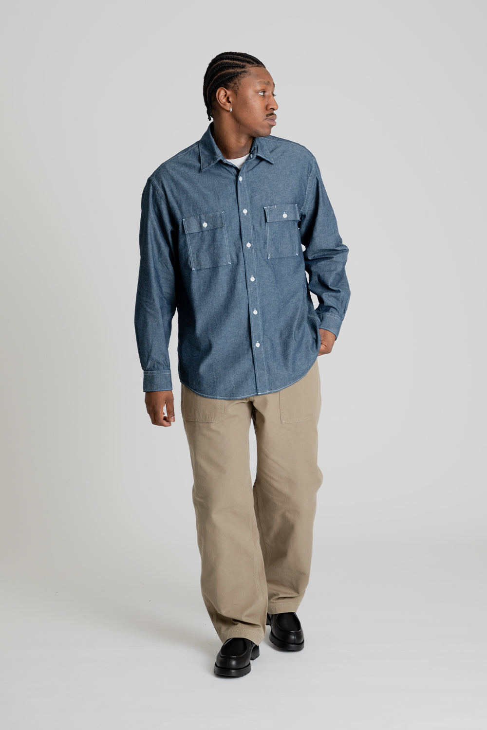 Frizmworks Cigarette Pocket Chambray Shirt in Indigo | Wallace