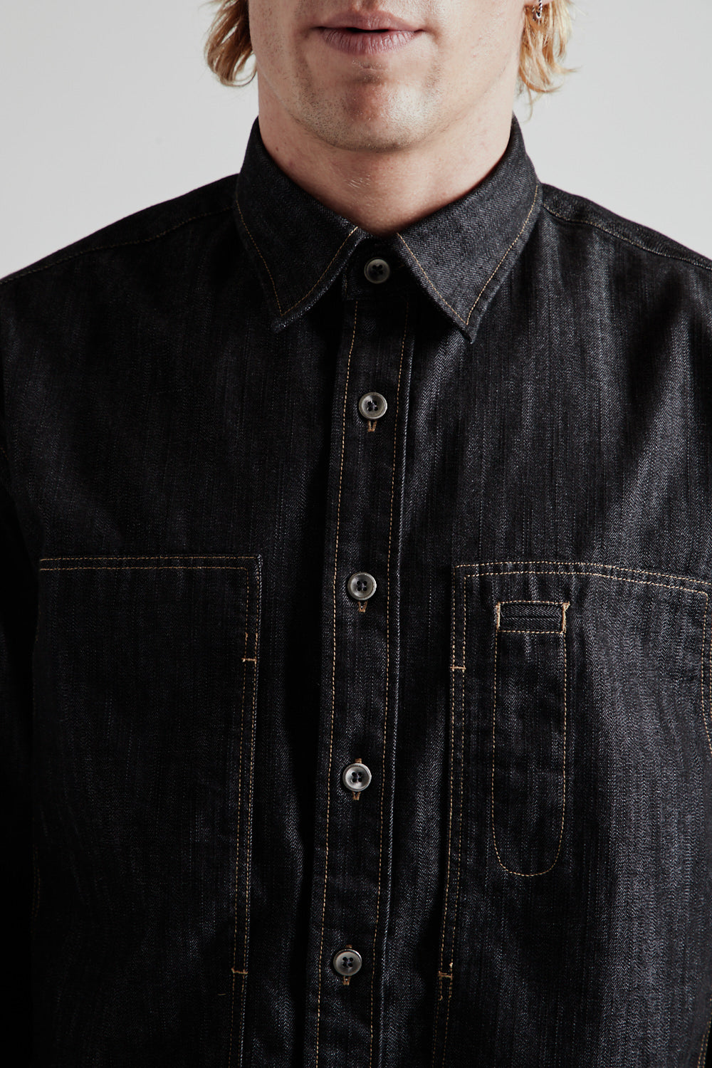 Frizmworks Denim Carpenter Pocket Work Shirt in Black