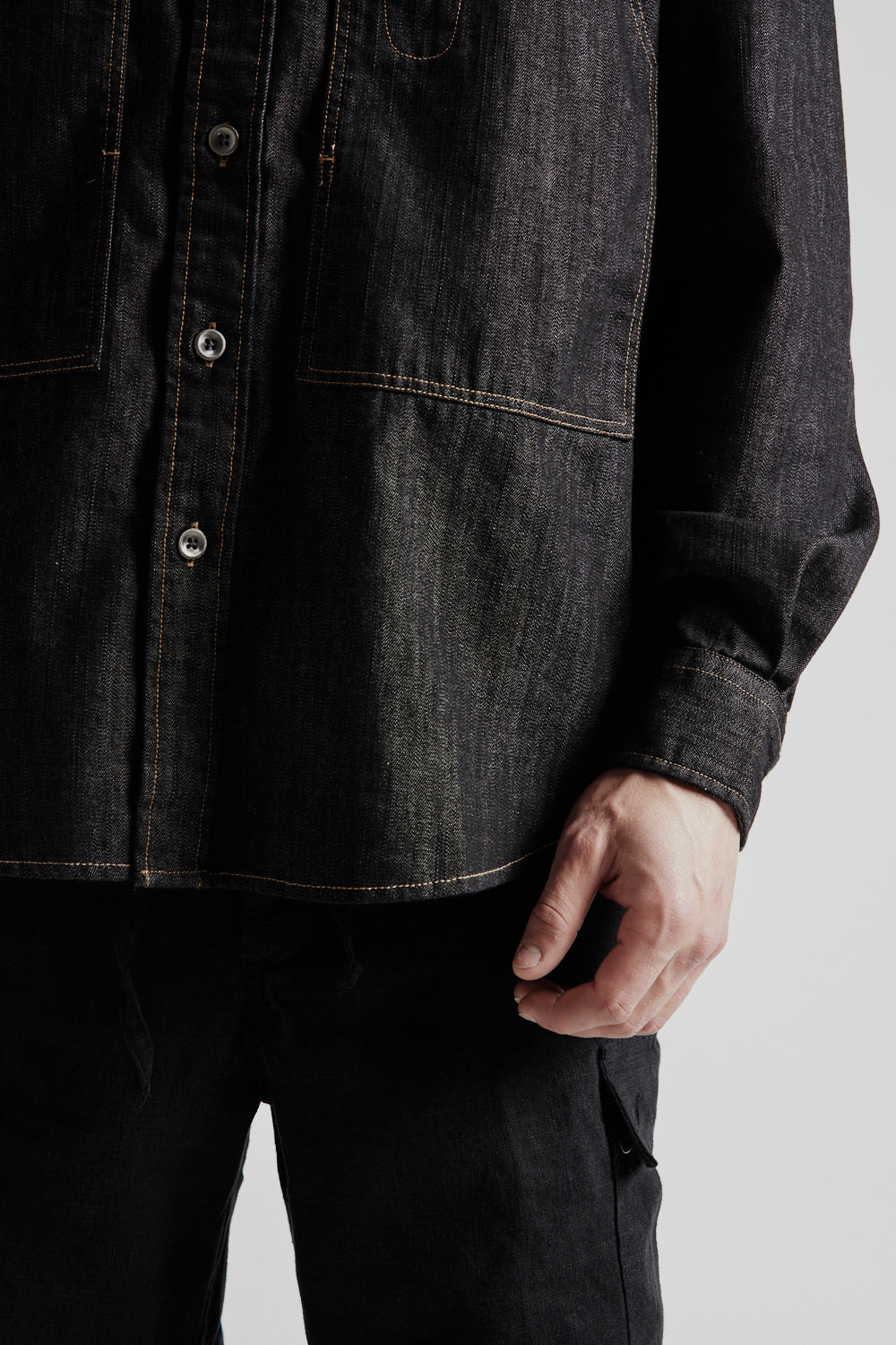 Frizmworks Denim Carpenter Pocket Work Shirt in Black