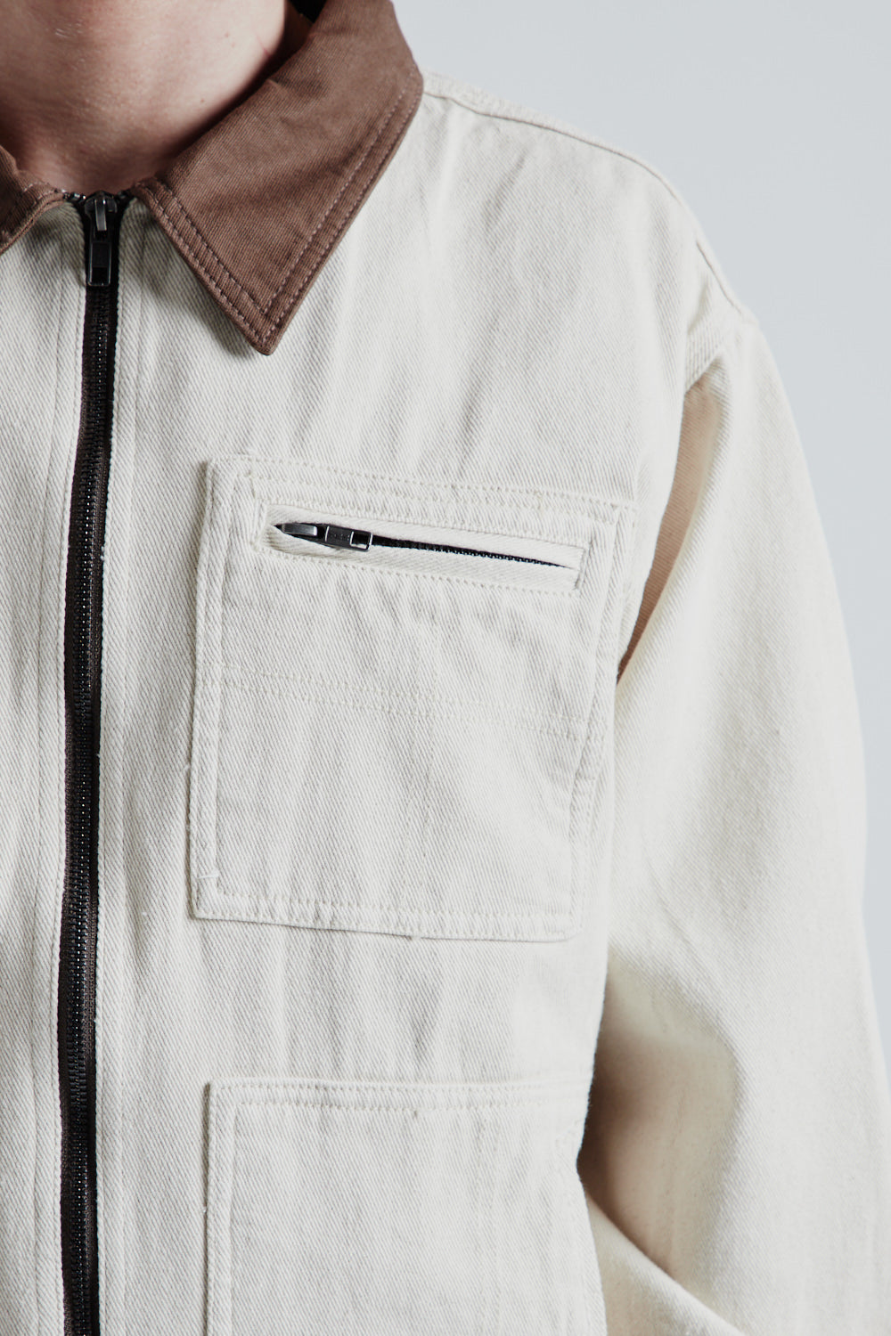 Frizmworks Denim Zip Up Work Jacket - Natural | Wallace Mercantile